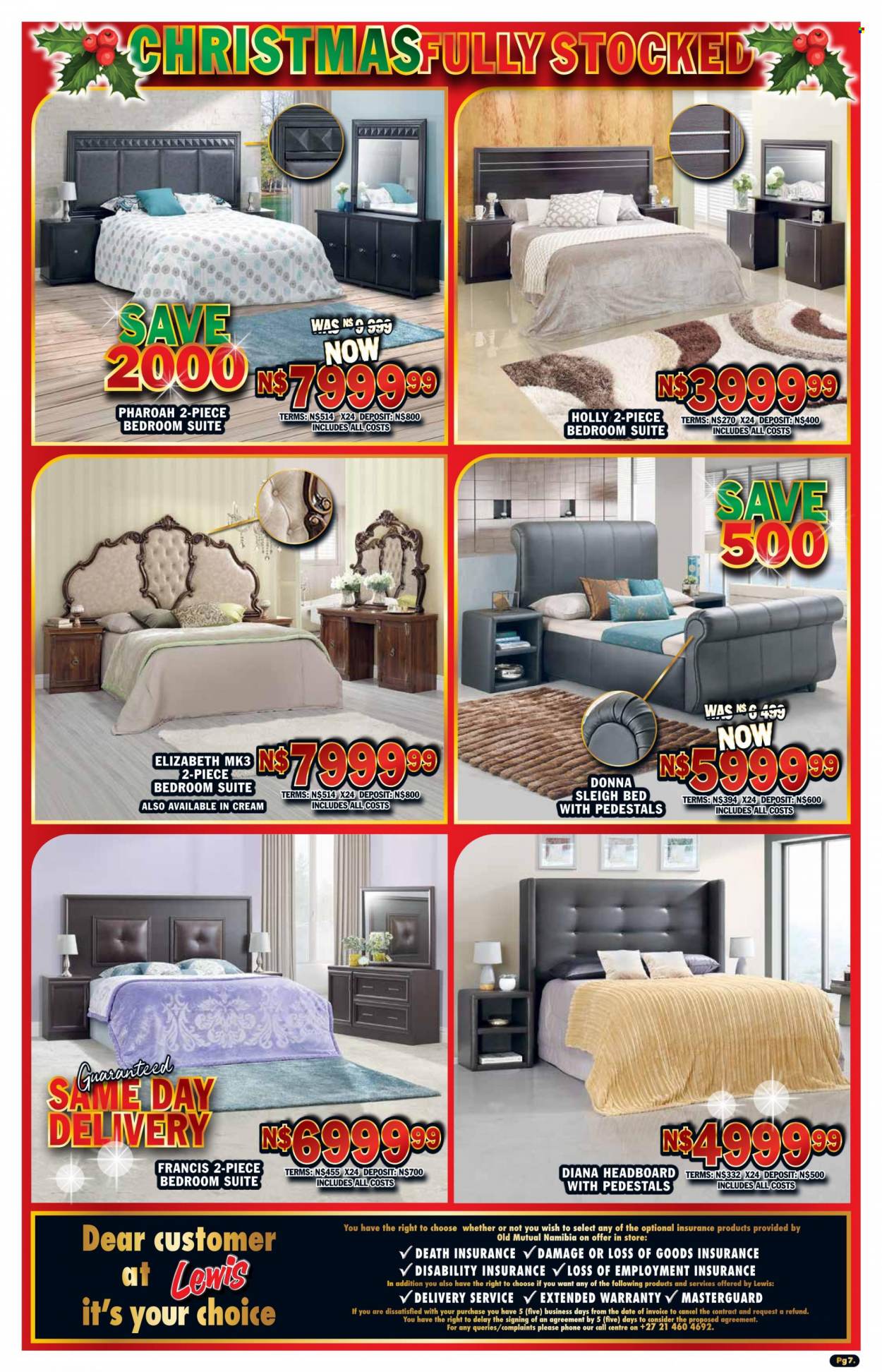 Lewis catalogue  - 12/12/2022 - 02/01/2023 - Sales products - bedroom suite, bed, headboard. Page 7.