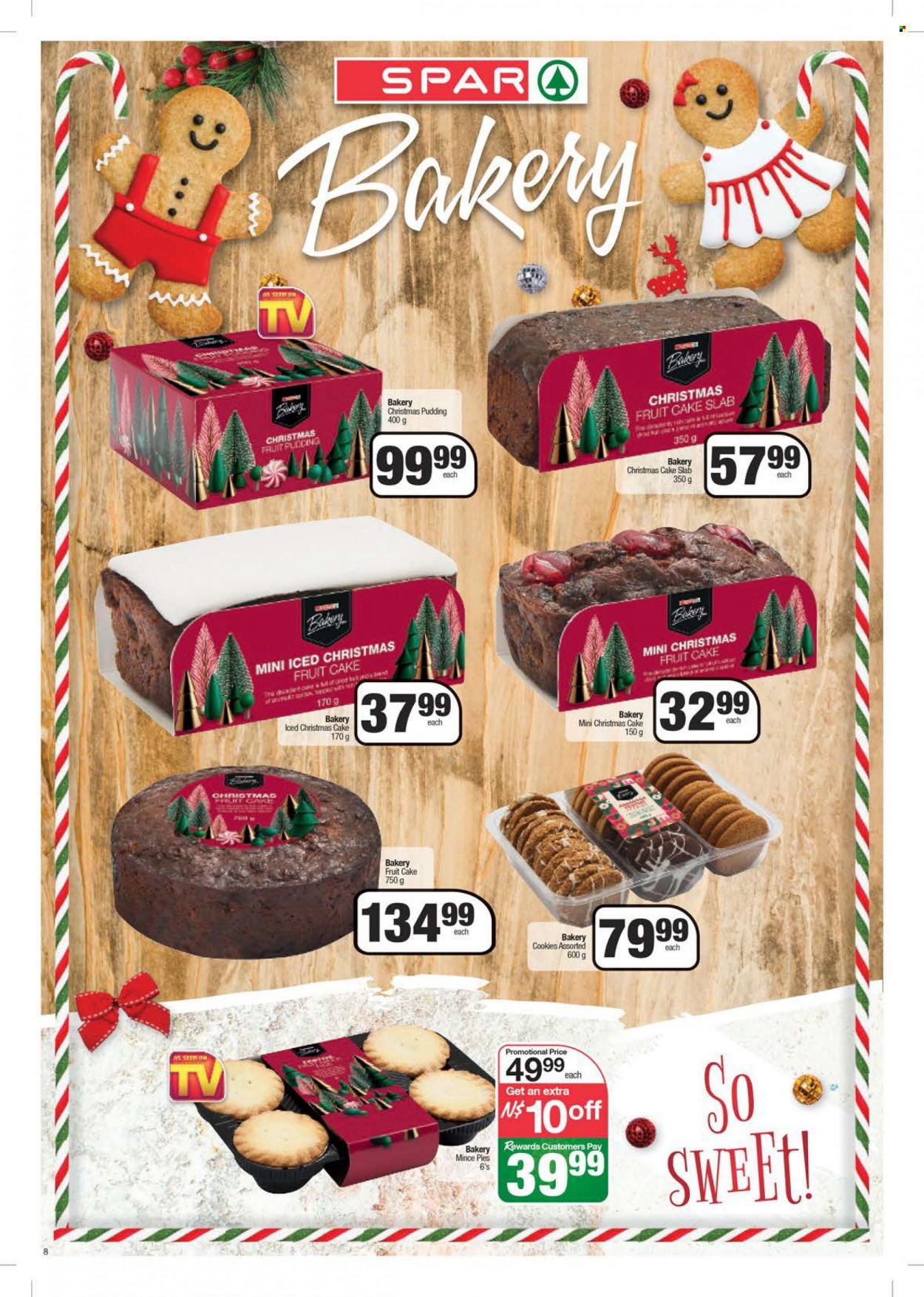 SPAR catalogue  - 13/12/2022 - 25/12/2022 - Sales products - cake, christmas cake, pudding, cookies. Page 8.