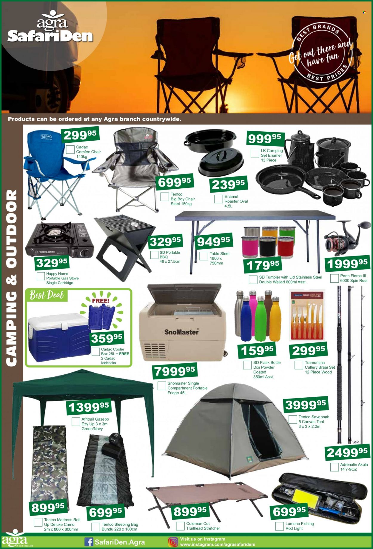 Agra catalogue  - 15/12/2022 - 17/01/2023 - Sales products - Coleman, stove, table, gazebo, braai, portable barbecue, sleeping bag, tent, chair, reel, fishing rod, Penn. Page 2.