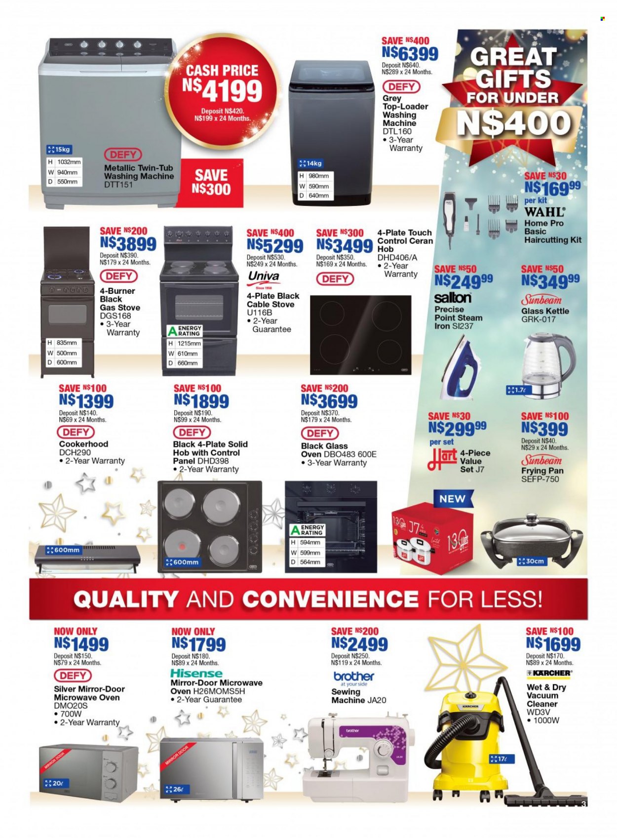 OK Furniture catalogue  - 15/12/2022 - 31/12/2022 - Sales products - mirror, Hisense, oven, gas stove, microwave, hob, washing machine, Sunbeam, vacuum cleaner, kettle, iron, steam iron, sewing machine, Kärcher. Page 3.