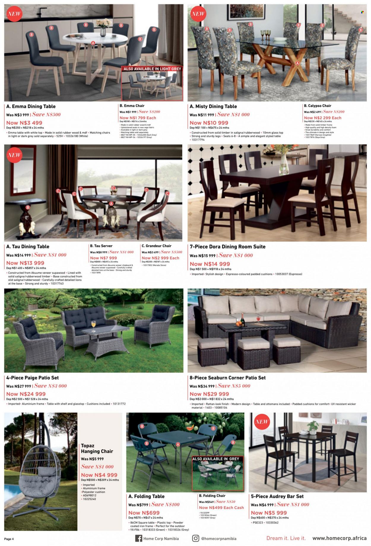 HomeCorp catalogue  - 22/12/2022 - 26/12/2022 - Sales products - dining table, table, dining room suite, chair, folding table, folding chair, cushion, iron frame, iron. Page 4.