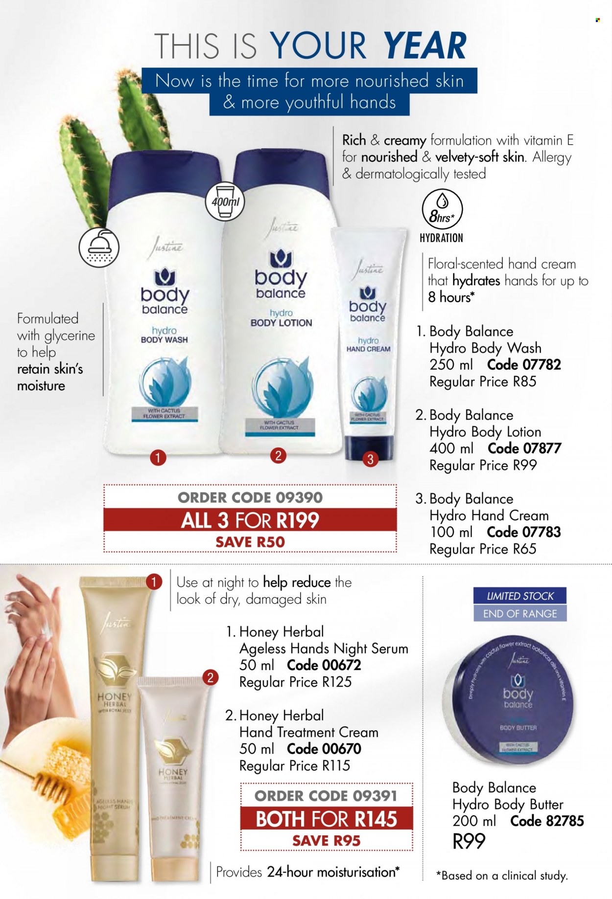 thumbnail - Justine catalogue  - 01/01/2023 - 31/01/2023 - Sales products - body wash, serum, body butter, body lotion, hand cream. Page 80.