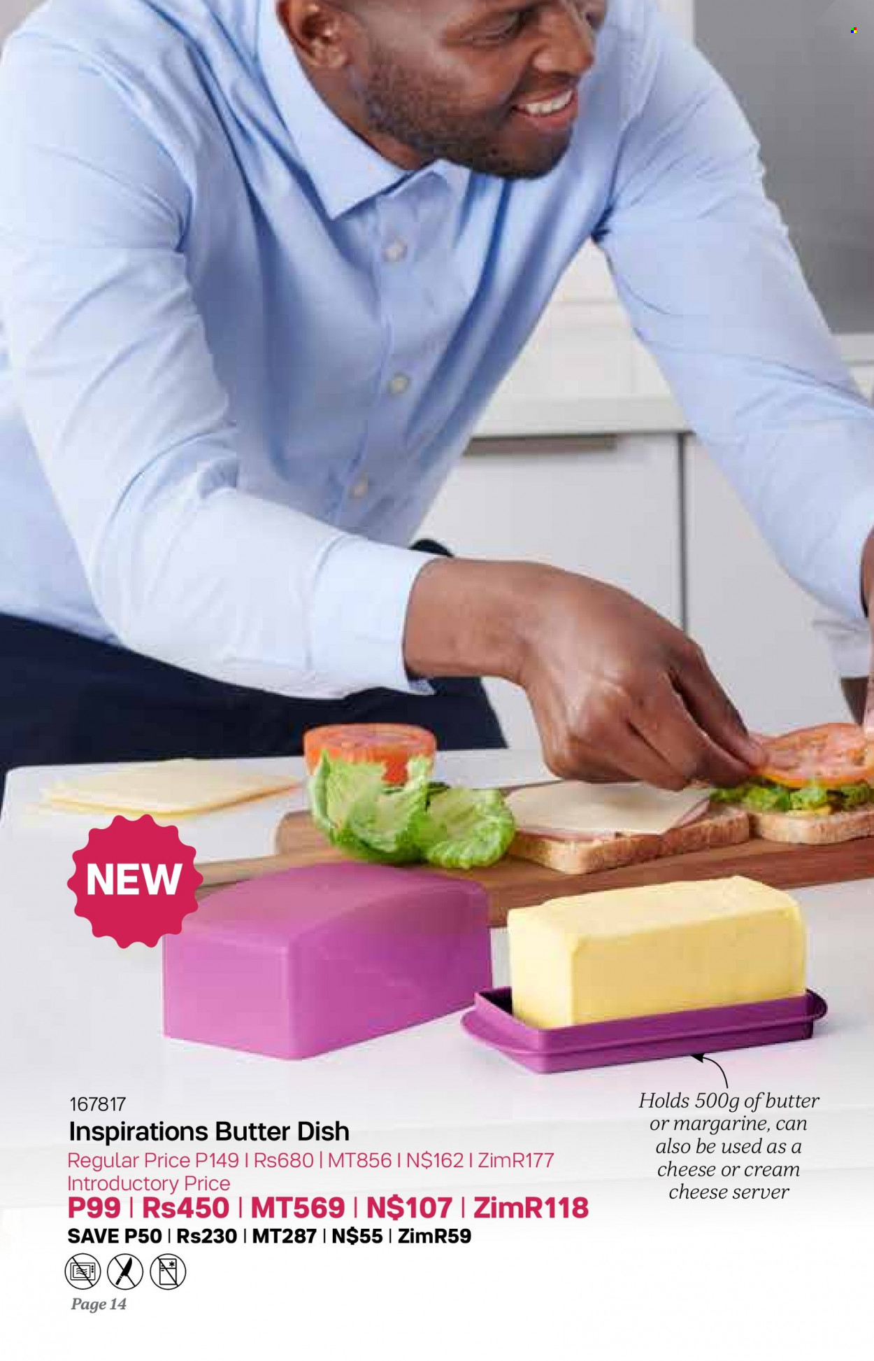 Tupperware catalogue  - 04/01/2023 - 07/02/2023 - Sales products - butter dish. Page 14.
