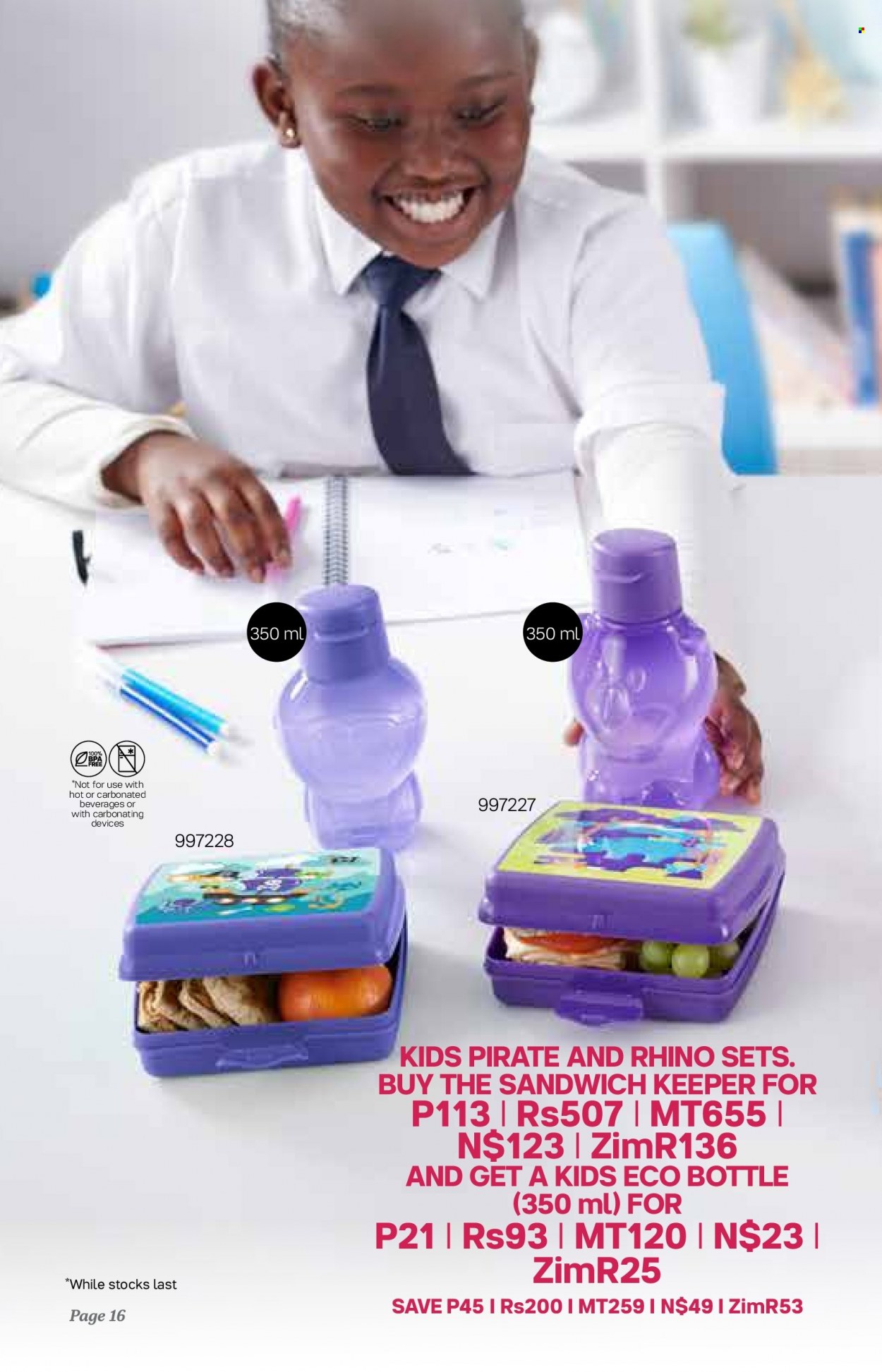 Tupperware catalogue  - 04/01/2023 - 07/02/2023 - Sales products - eco bottle, sandwich keeper. Page 16.