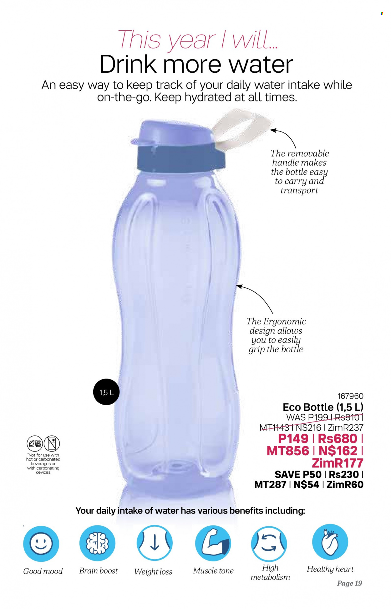 Tupperware catalogue  - 04/01/2023 - 07/02/2023 - Sales products - eco bottle. Page 19.