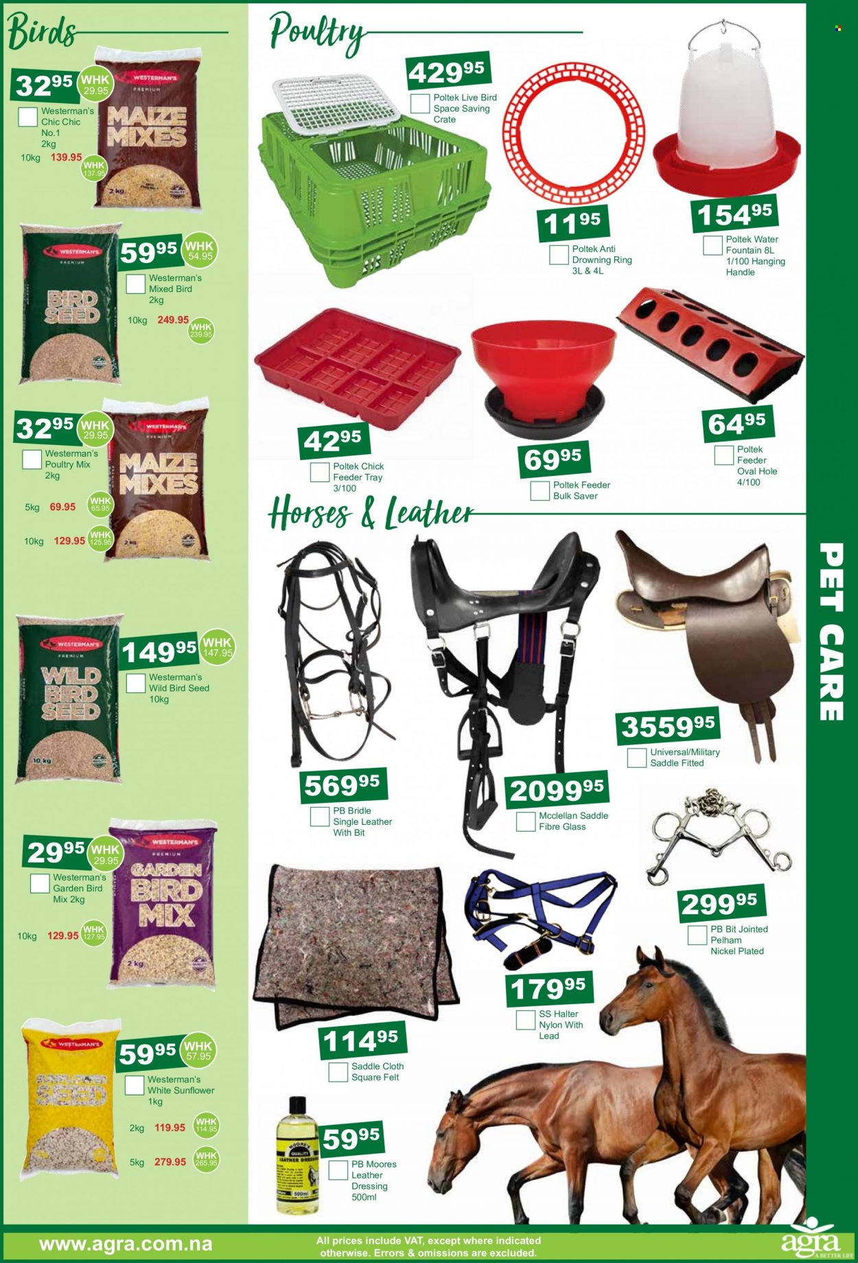 Agra catalogue  - 19/01/2023 - 20/02/2023 - Sales products - animal food, feeder, bridle, halter, bird food, crate, seed, sunflower. Page 5.
