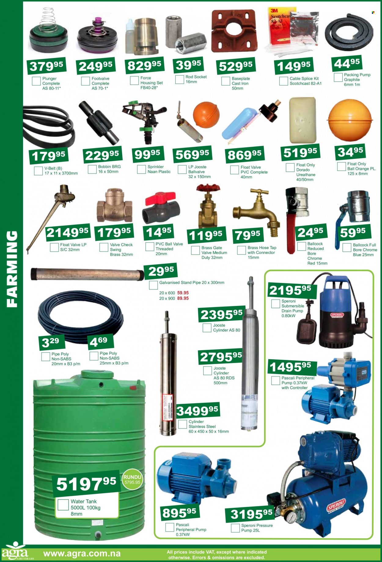 Agra catalogue  - 19/01/2023 - 20/02/2023 - Sales products - water tank, pipe, tank, belt, socket. Page 8.