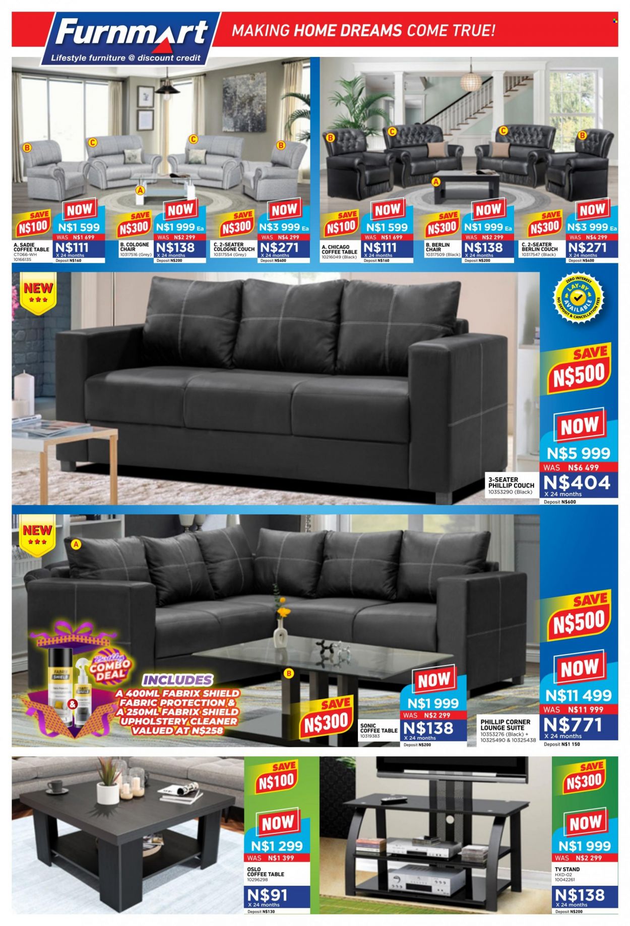 Furnmart catalogue  - 19/06/2023 - 15/07/2023 - Sales products - table, chair, lounge suite, couch, lounge, coffee table, TV stand. Page 4.