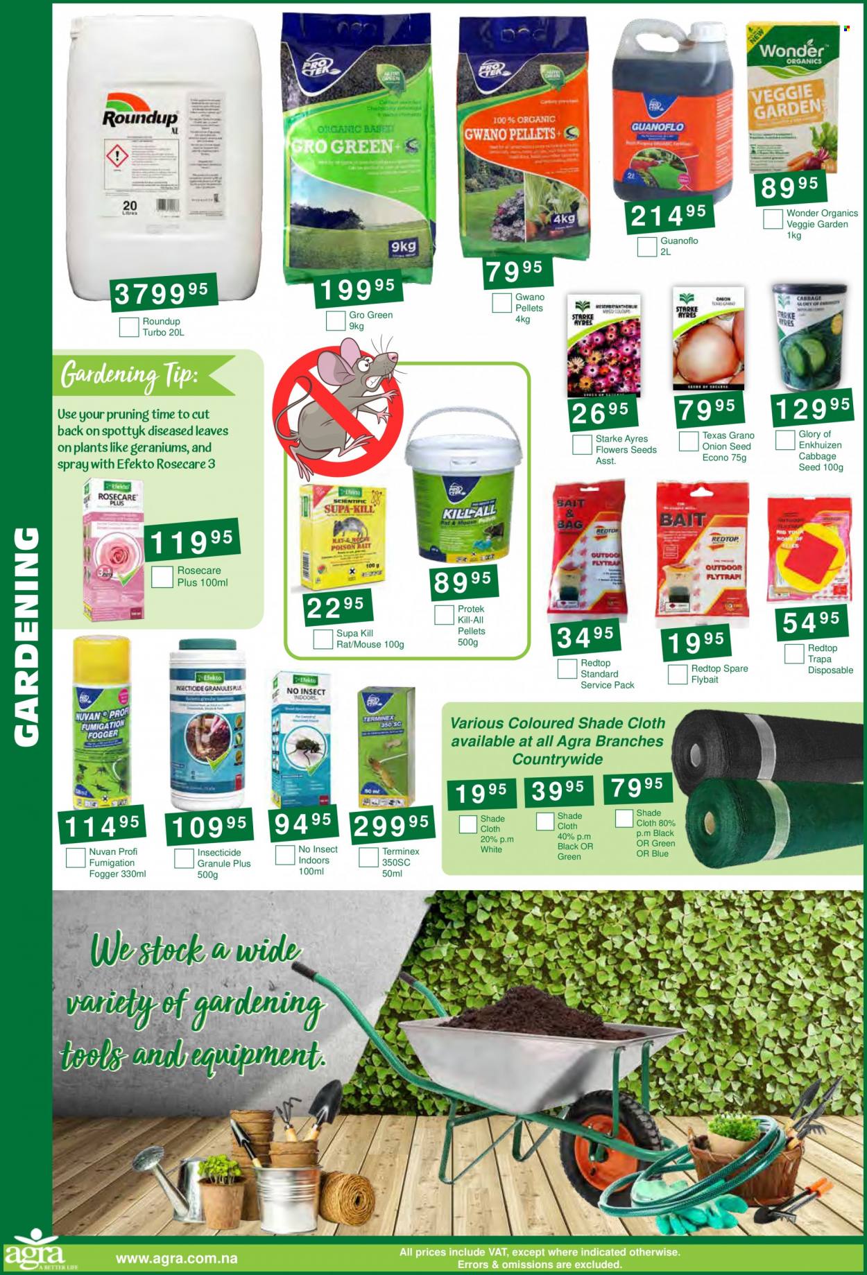 Agra catalogue  - 20/06/2023 - 18/07/2023 - Sales products - mouse, gardening tools, fogger, seed, flowers, Geranium, Roundup. Page 4.