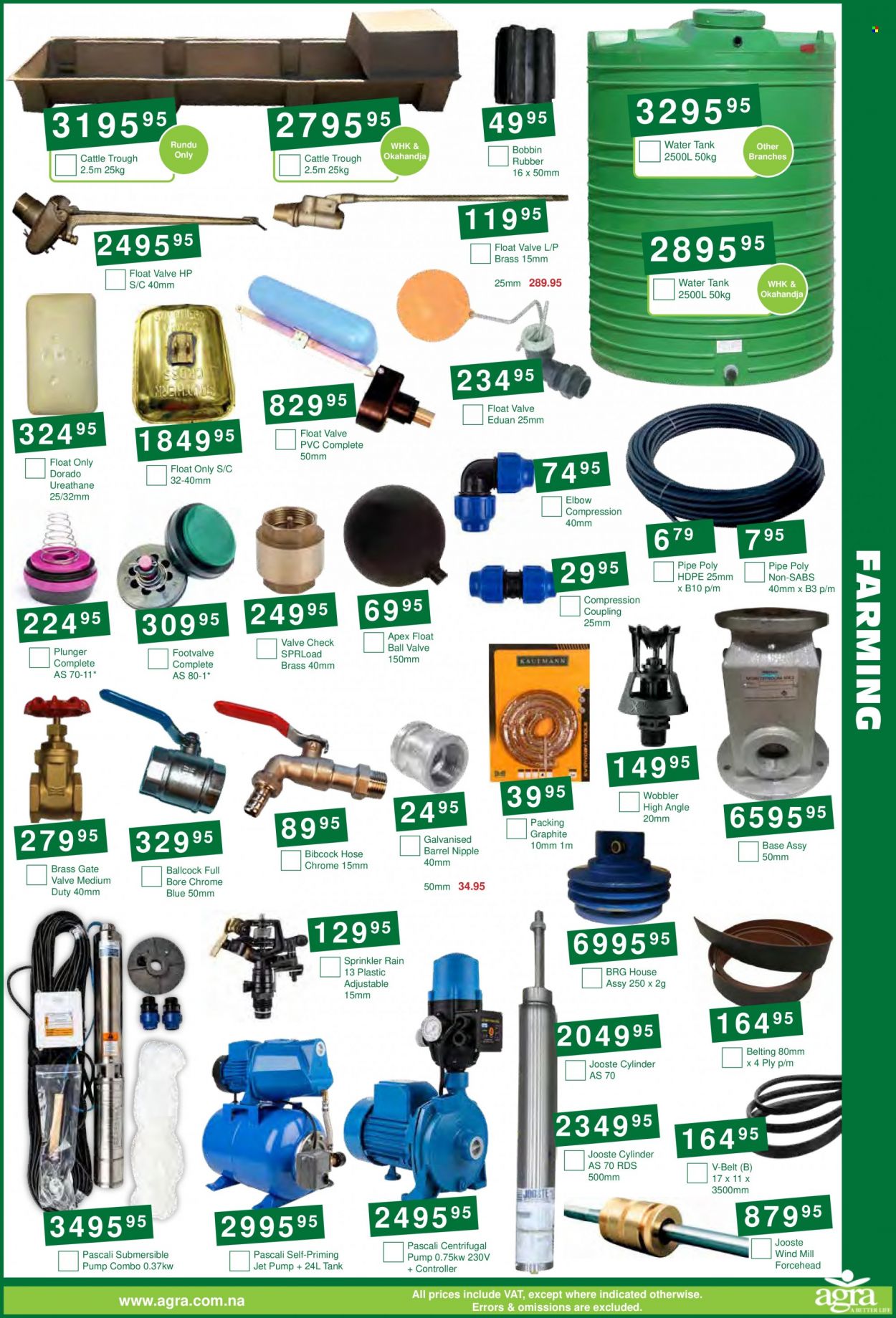 Agra catalogue  - 20/06/2023 - 18/07/2023 - Sales products - water tank, pipe, eraser, tank, belt, garden sprinkler. Page 7.