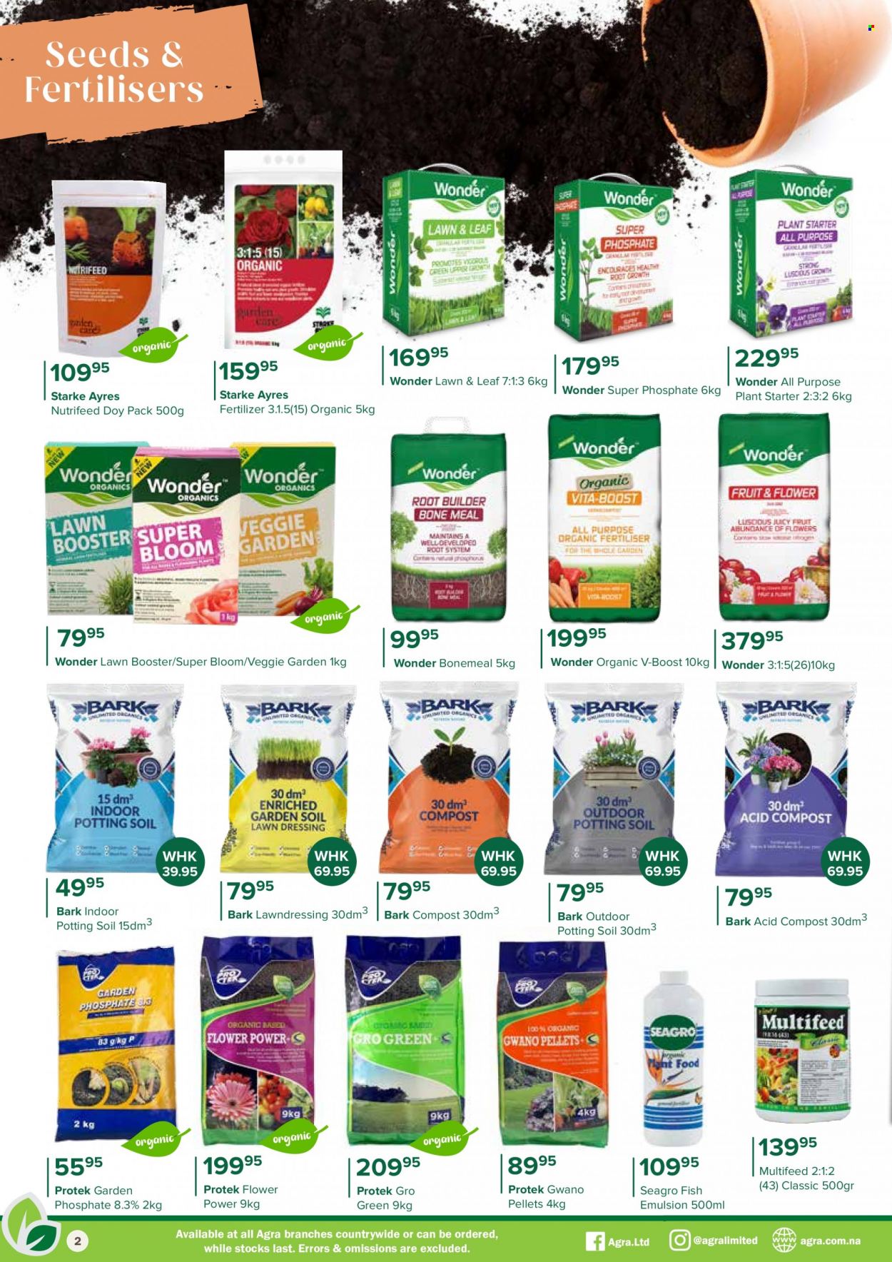 Agra catalogue  - 01/09/2023 - 31/10/2023 - Sales products - fish, seed, fertilizer, compost, starter. Page 2.
