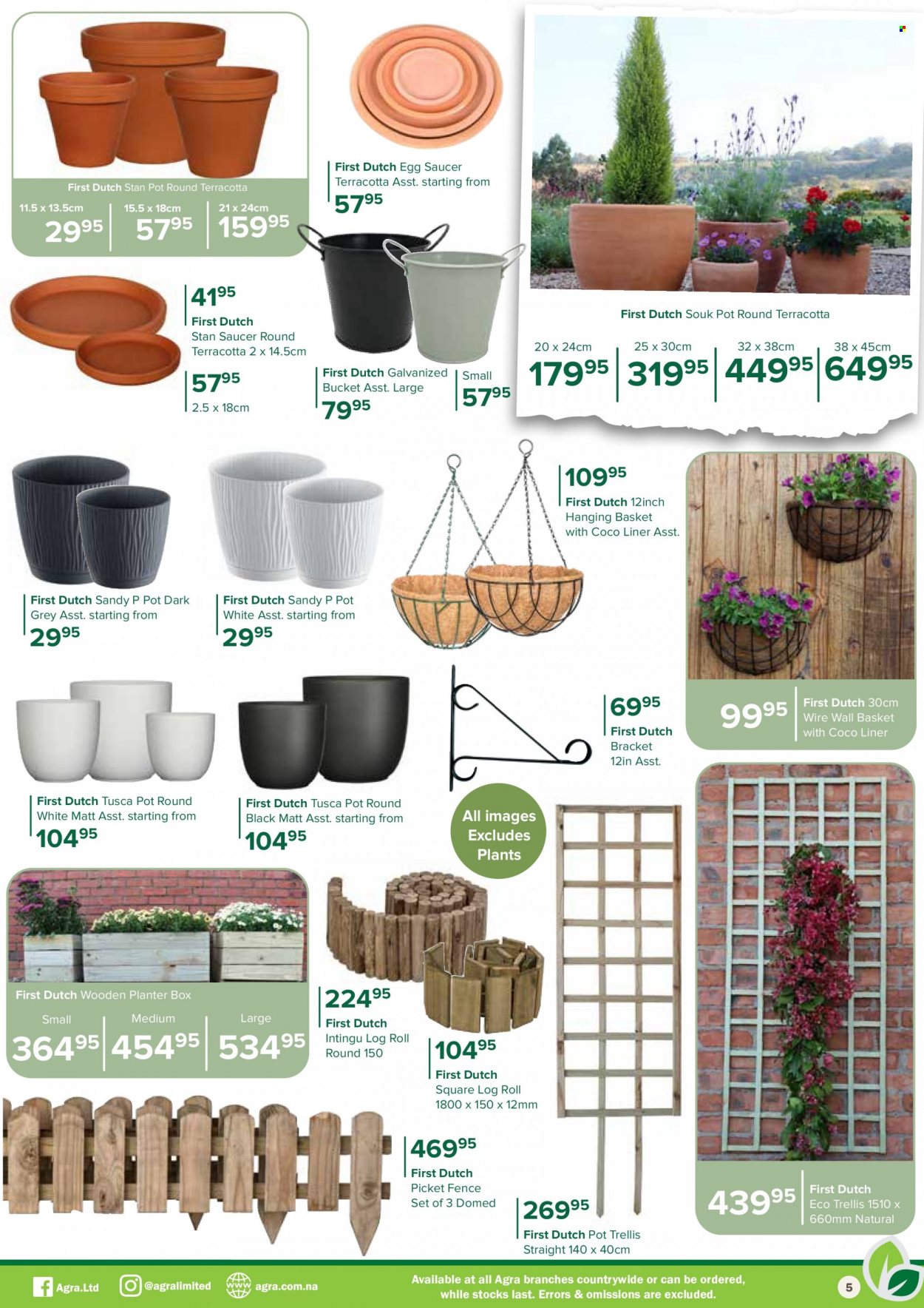 Agra catalogue  - 01/09/2023 - 31/10/2023 - Sales products - bucket, pot, outdoor plant, plant pot, planter box. Page 5.