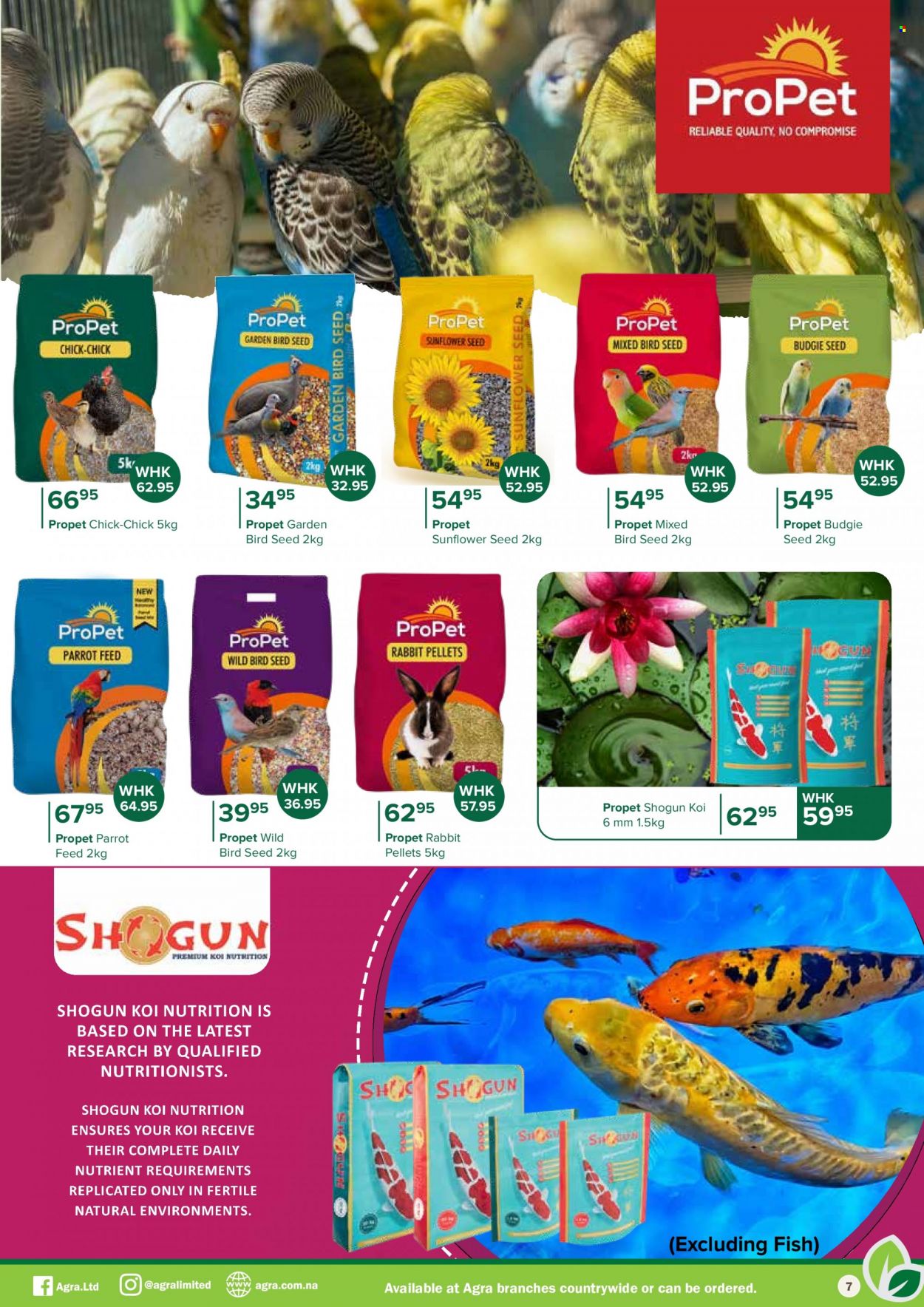 Agra catalogue  - 01/09/2023 - 31/10/2023 - Sales products - rabbit, fish, animal food, bird food, rabbit feed, Parrot. Page 7.