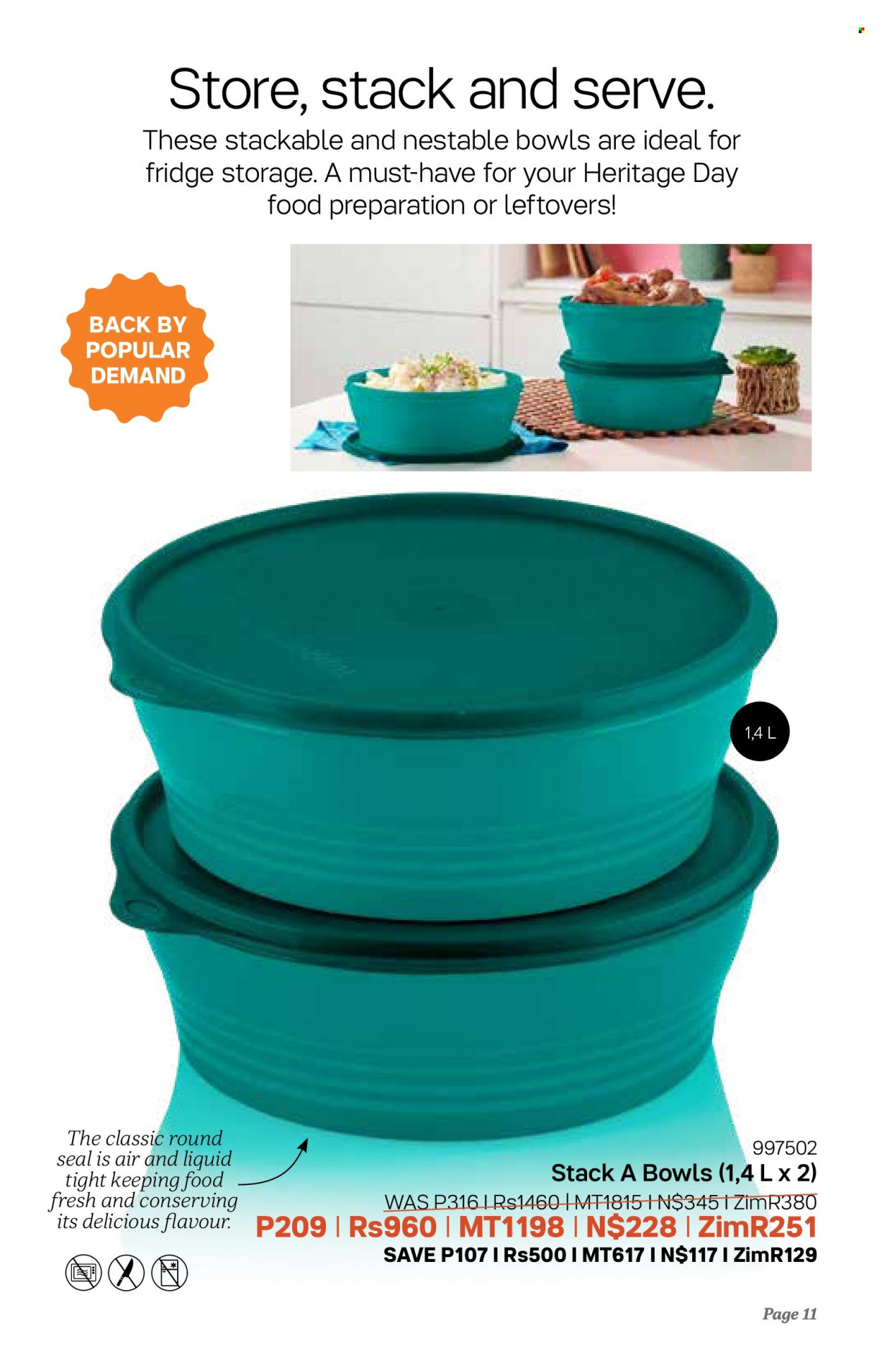 Tupperware catalogue  - 06/09/2023 - 03/10/2023 - Sales products - bowl. Page 11.
