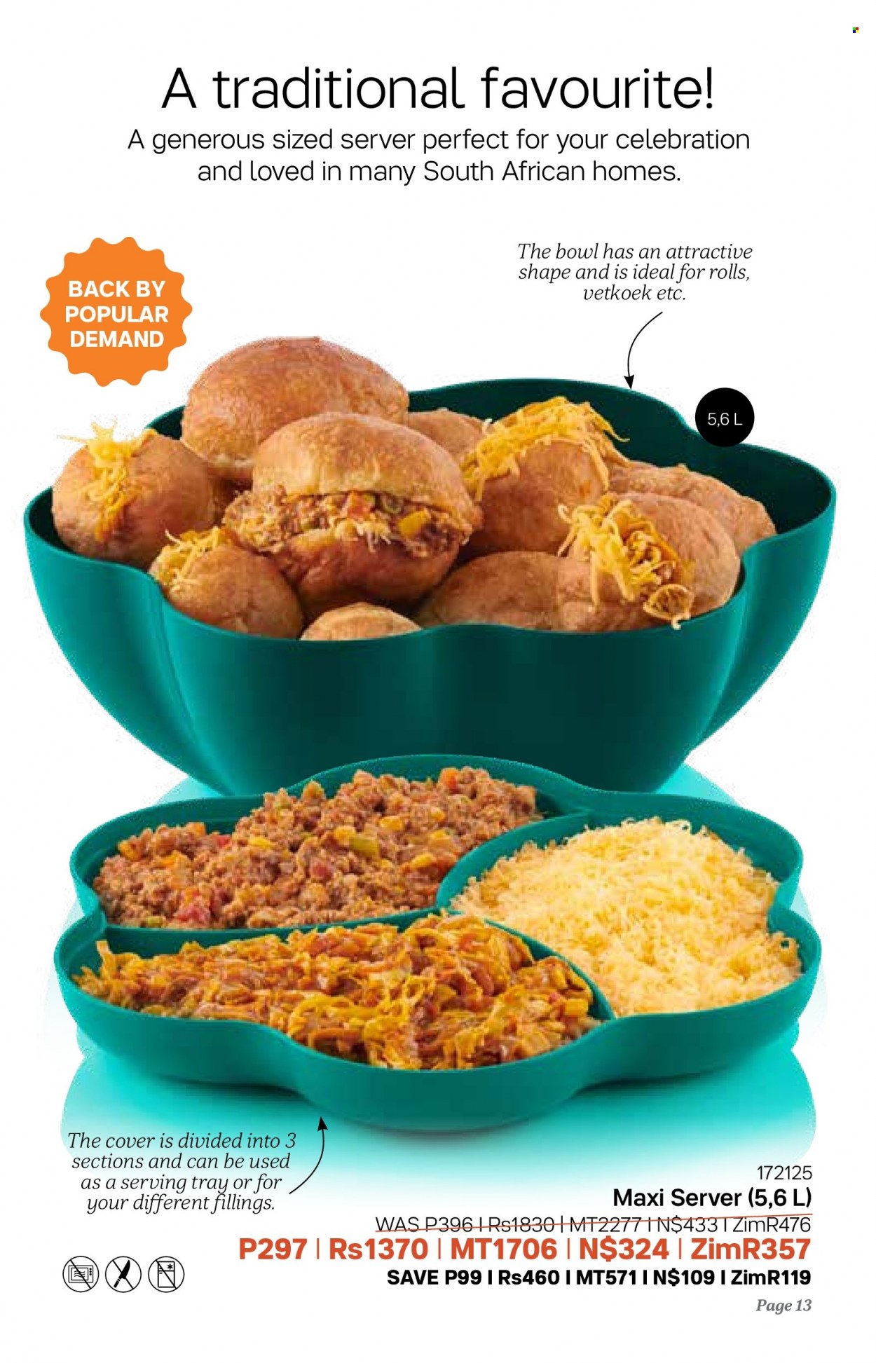 Tupperware catalogue  - 06/09/2023 - 03/10/2023 - Sales products - tray, bowl, serving tray. Page 13.