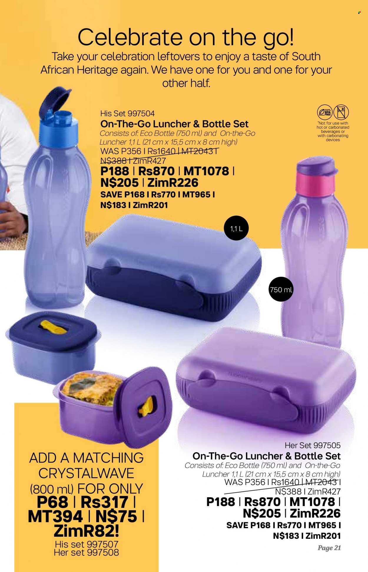 Tupperware catalogue  - 06/09/2023 - 03/10/2023 - Sales products - eco bottle. Page 21.