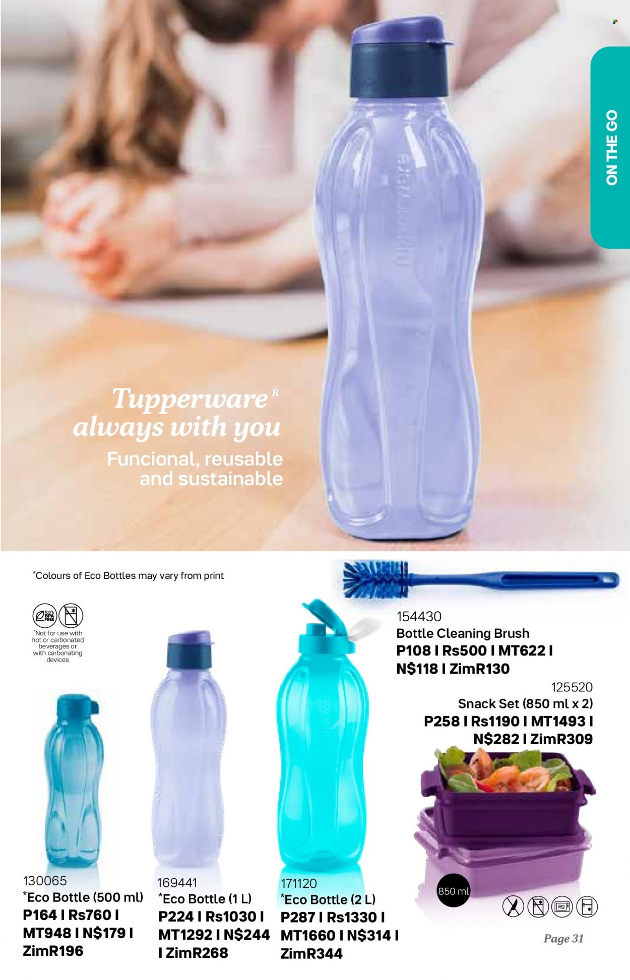 Tupperware catalogue  - 06/09/2023 - 03/10/2023 - Sales products - brush, eco bottle. Page 31.