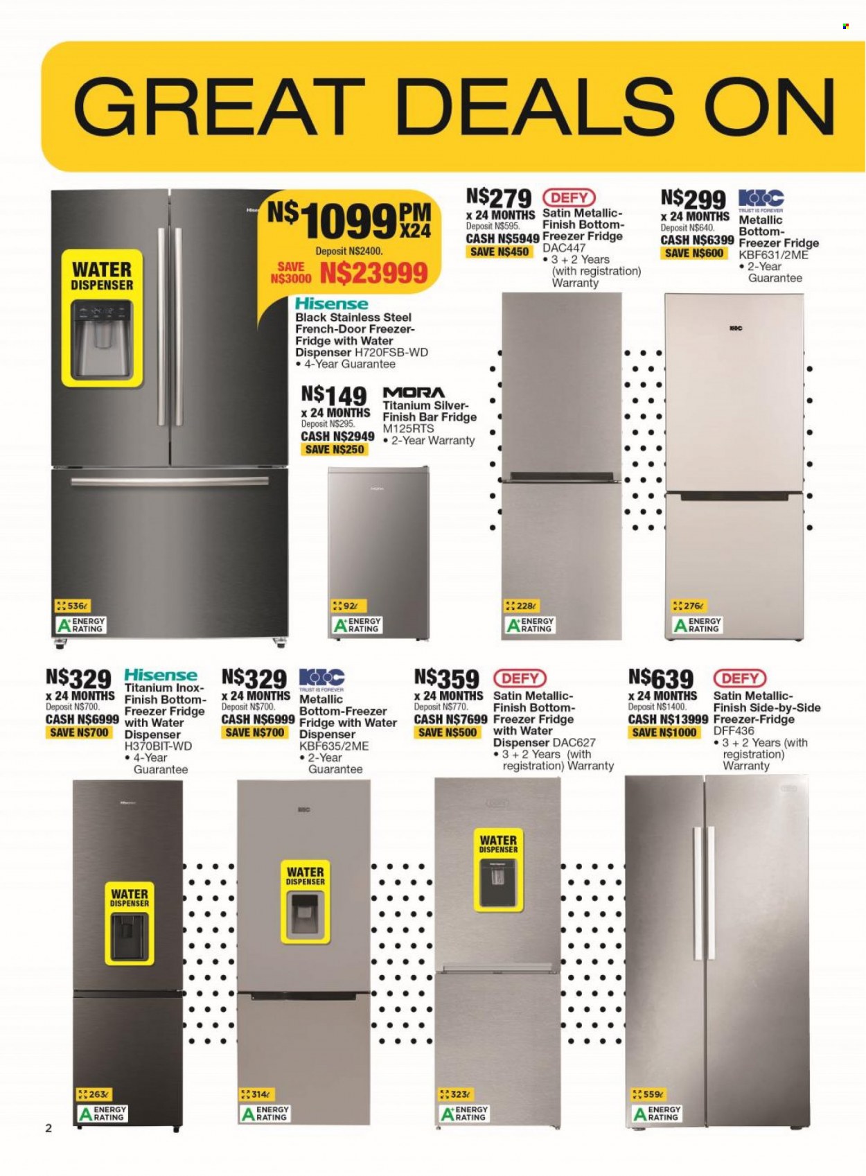 OK Furniture catalogue  - 18/09/2023 - 08/10/2023 - Sales products - Hisense, Defy, freezer, bar fridge, refrigerator, fridge. Page 2.