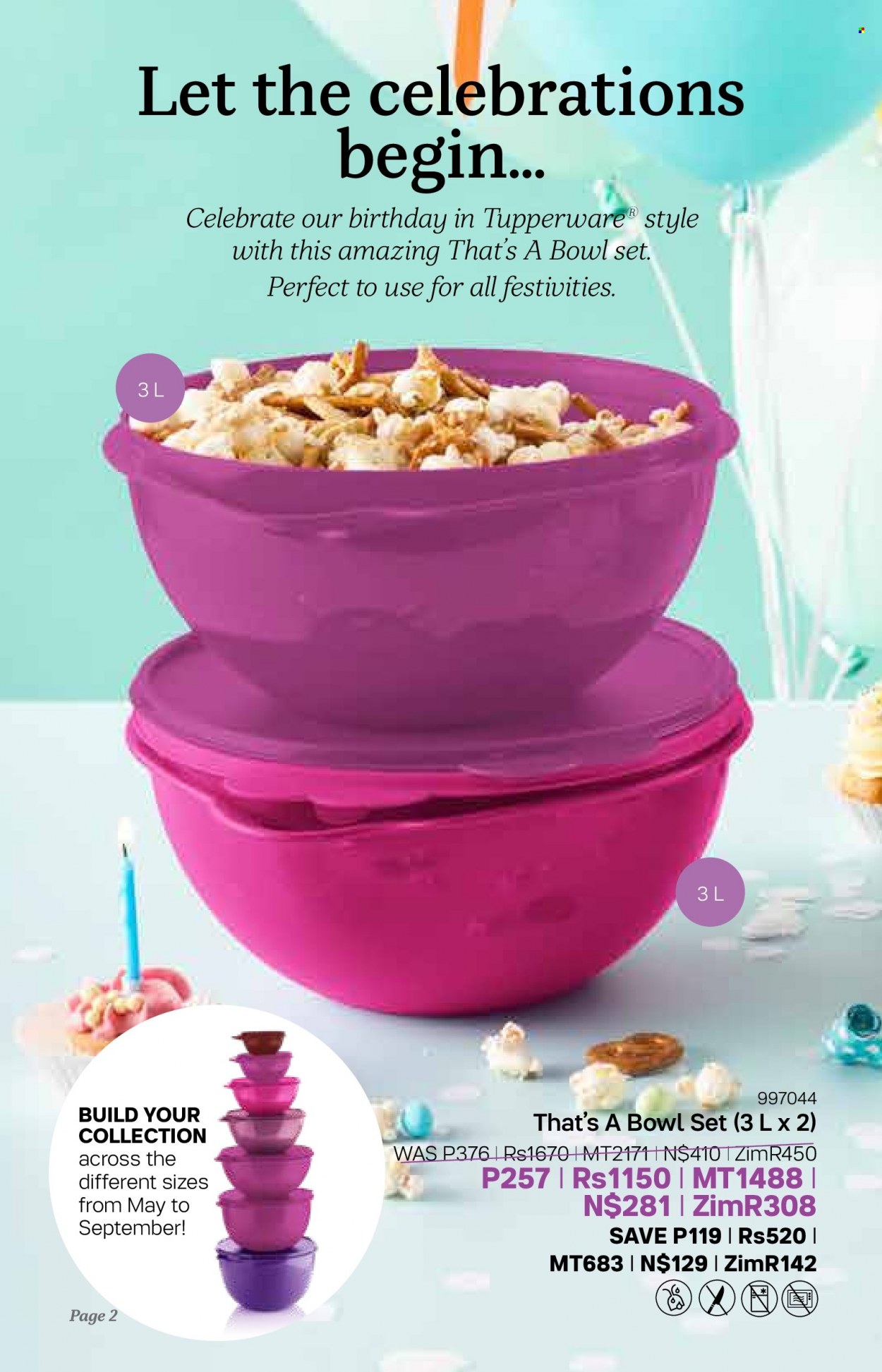 Tupperware catalogue  - 11/05/2022 - 07/06/2022 - Sales products - bowl set. Page 2.