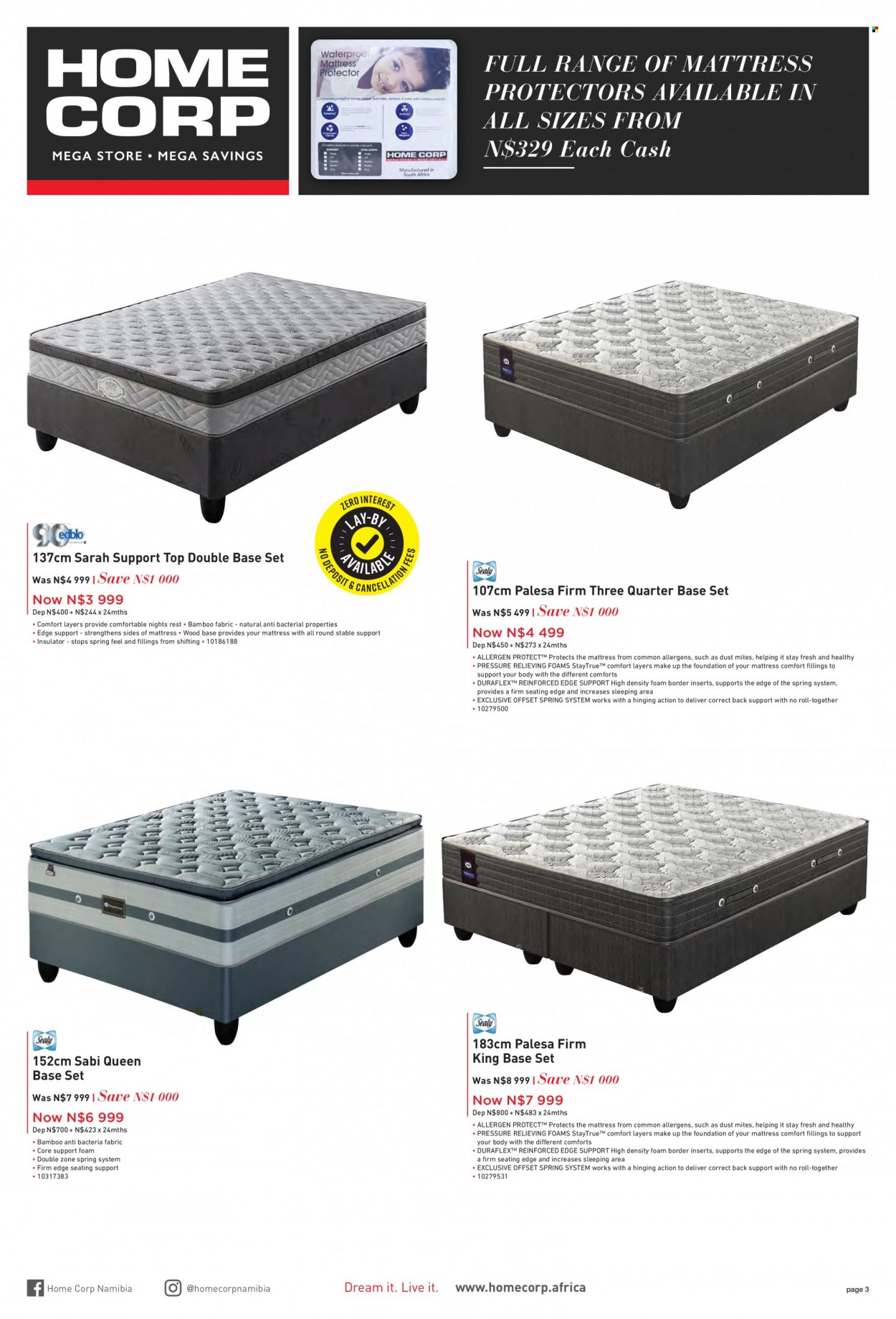 HomeCorp catalogue  - 01/06/2022 - 30/06/2022 - Sales products - base set, mattress, mattress protector. Page 3.