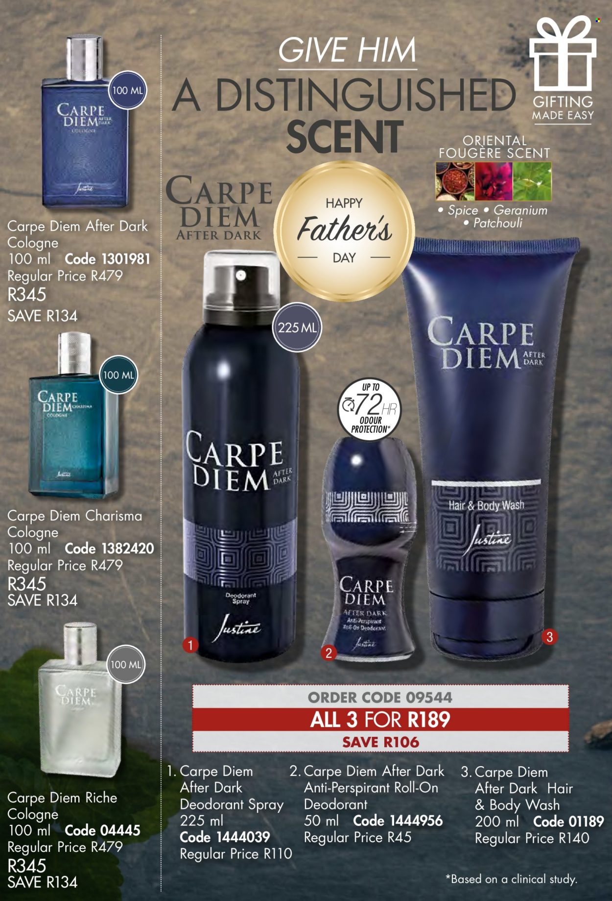 thumbnail - Justine catalogue  - 01/06/2022 - 30/06/2022 - Sales products - body wash, hair & body wash, anti-perspirant, cologne, roll-on, deodorant. Page 16.