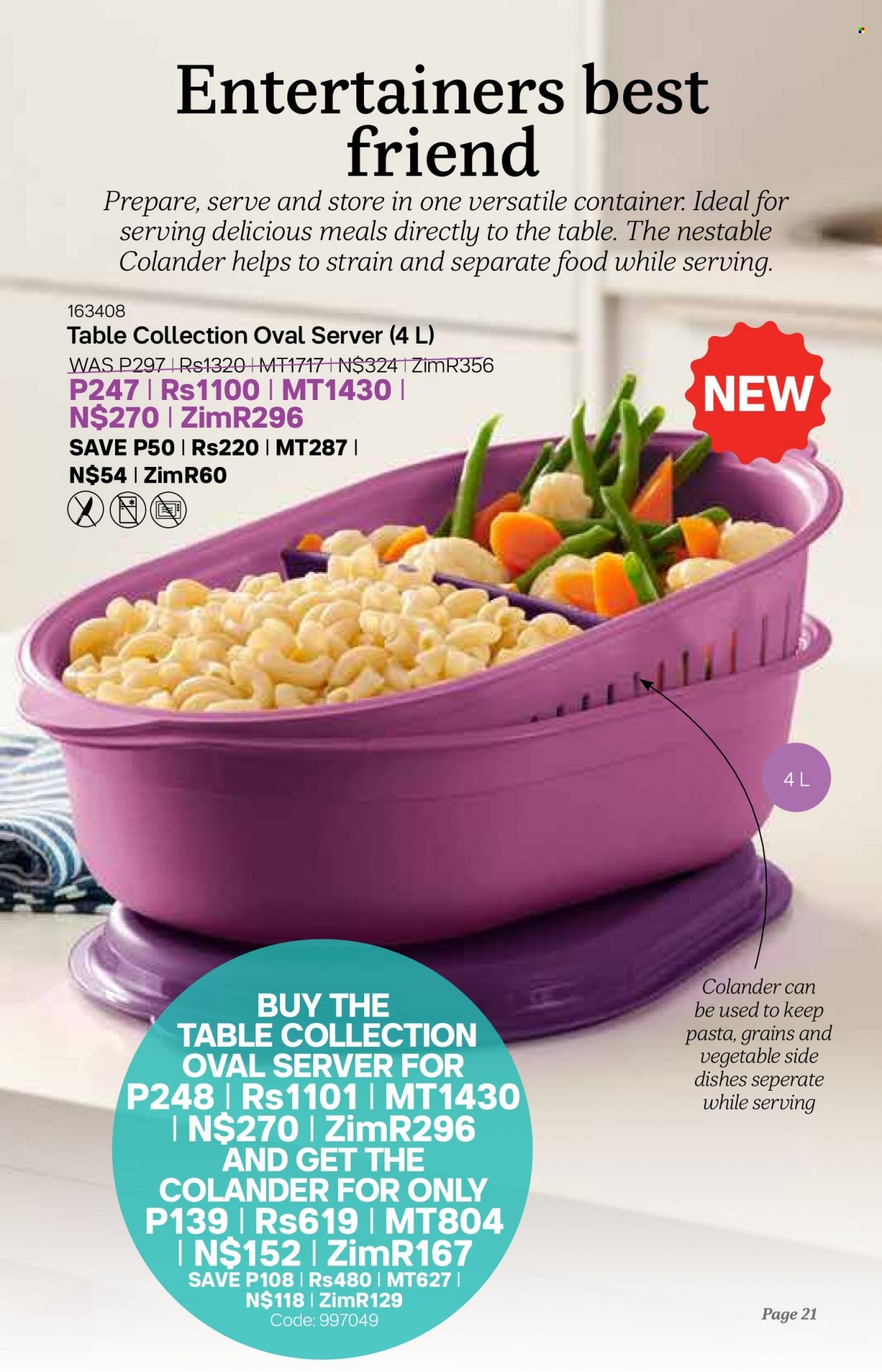 Tupperware catalogue  - 11/05/2022 - 07/06/2022 - Sales products - colander, container. Page 21.