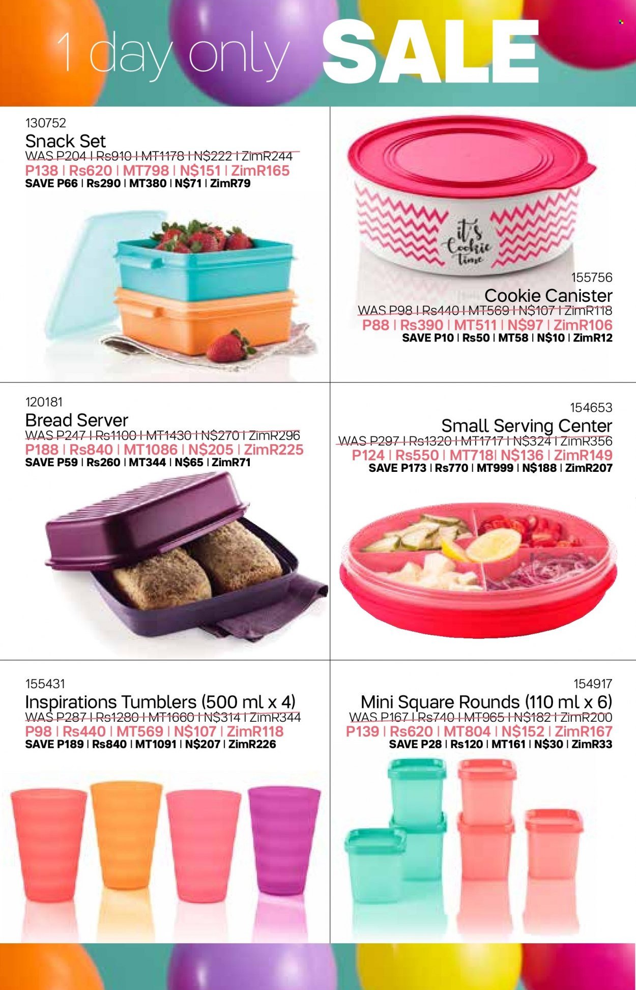 Tupperware catalogue  - 11/05/2022 - 07/06/2022 - Sales products - canister, tumbler, cookie canister. Page 22.