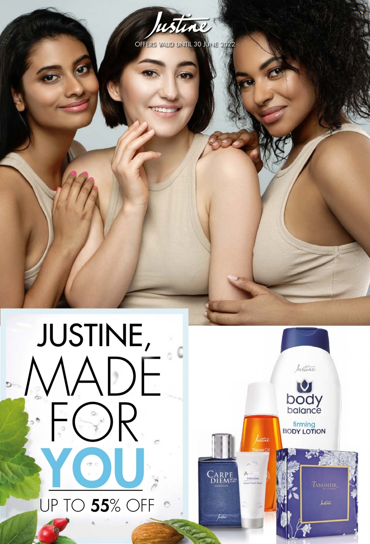 thumbnail - Justine catalogue  - 17/06/2022 - 30/06/2022 - Sales products - tissues, body lotion, cologne. Page 1.