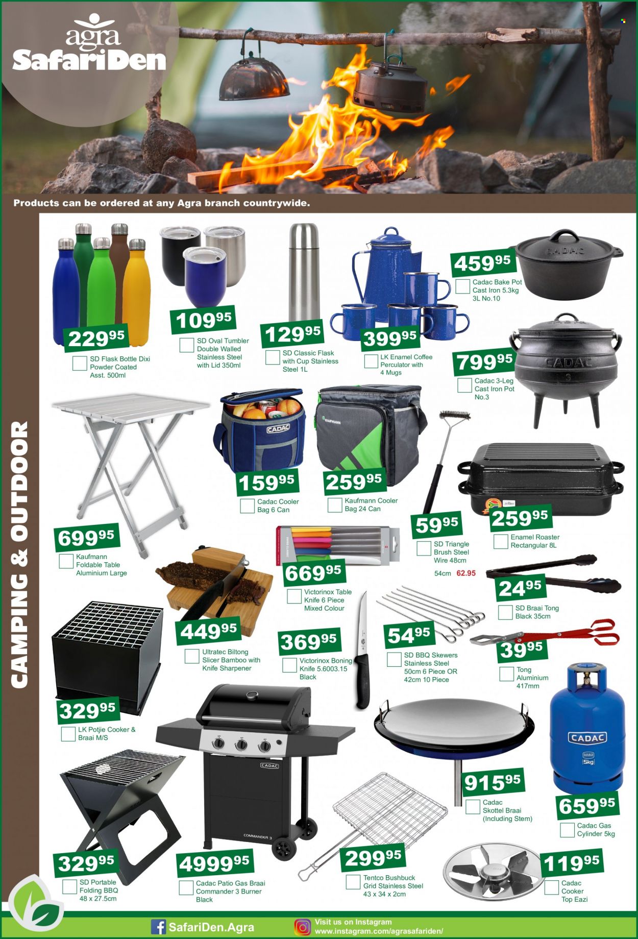 Agra catalogue  - 21/06/2022 - 17/07/2022 - Sales products - knife, bag, sharpener, Patio, tong, table, gas braai, braai. Page 2.