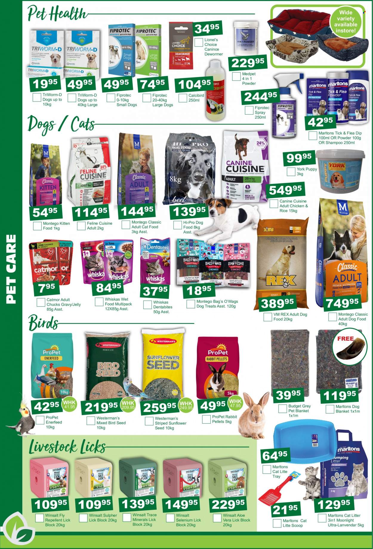 Agra catalogue  - 21/06/2022 - 17/07/2022 - Sales products - bag, animal food, blanket, cat litter, rabbit, pet blanket, bird food, cat food, dog food, Whiskas, rabbit feed, tray, seed. Page 6.