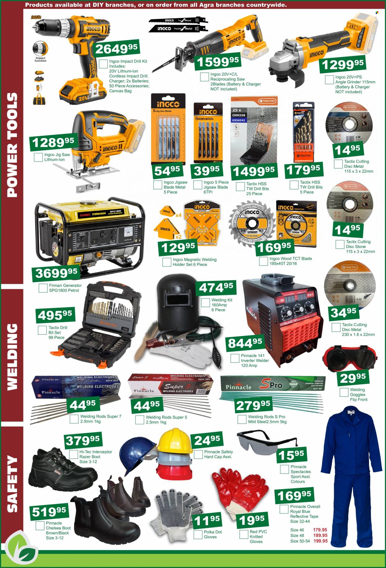 thumbnail - Agra catalogue  - 21/06/2022 - 17/07/2022 - Sales products - HI-TEC, bag, power tools, drill bit set, grinder, saw, angle grinder, jig saw, reciprocating saw, generator, welding rods, inverter welder, welder. Page 10.