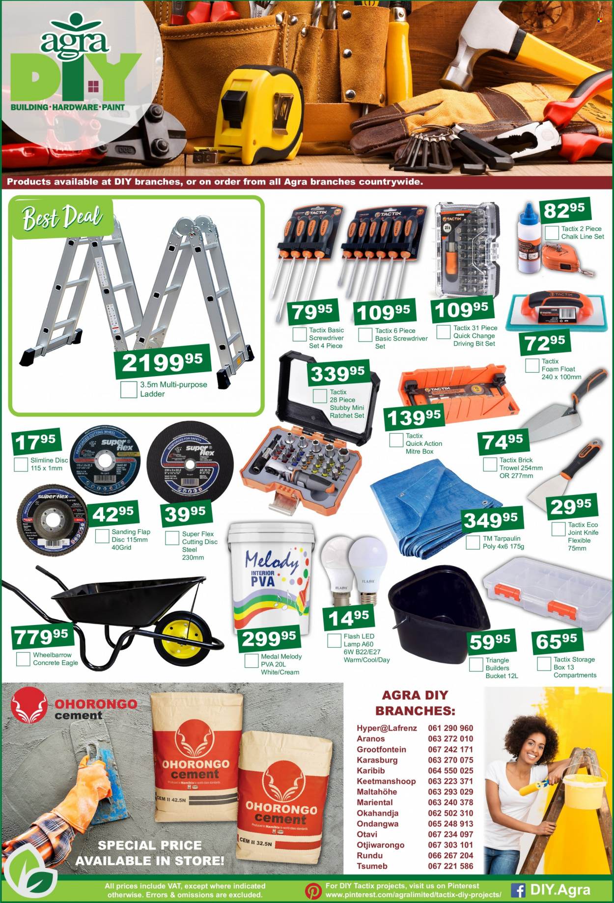 Agra catalogue  - 21/06/2022 - 17/07/2022 - Sales products - knife, ladder, Medal, lamp, screwdriver, wheelbarrow, screwdriver set, storage box. Page 12.