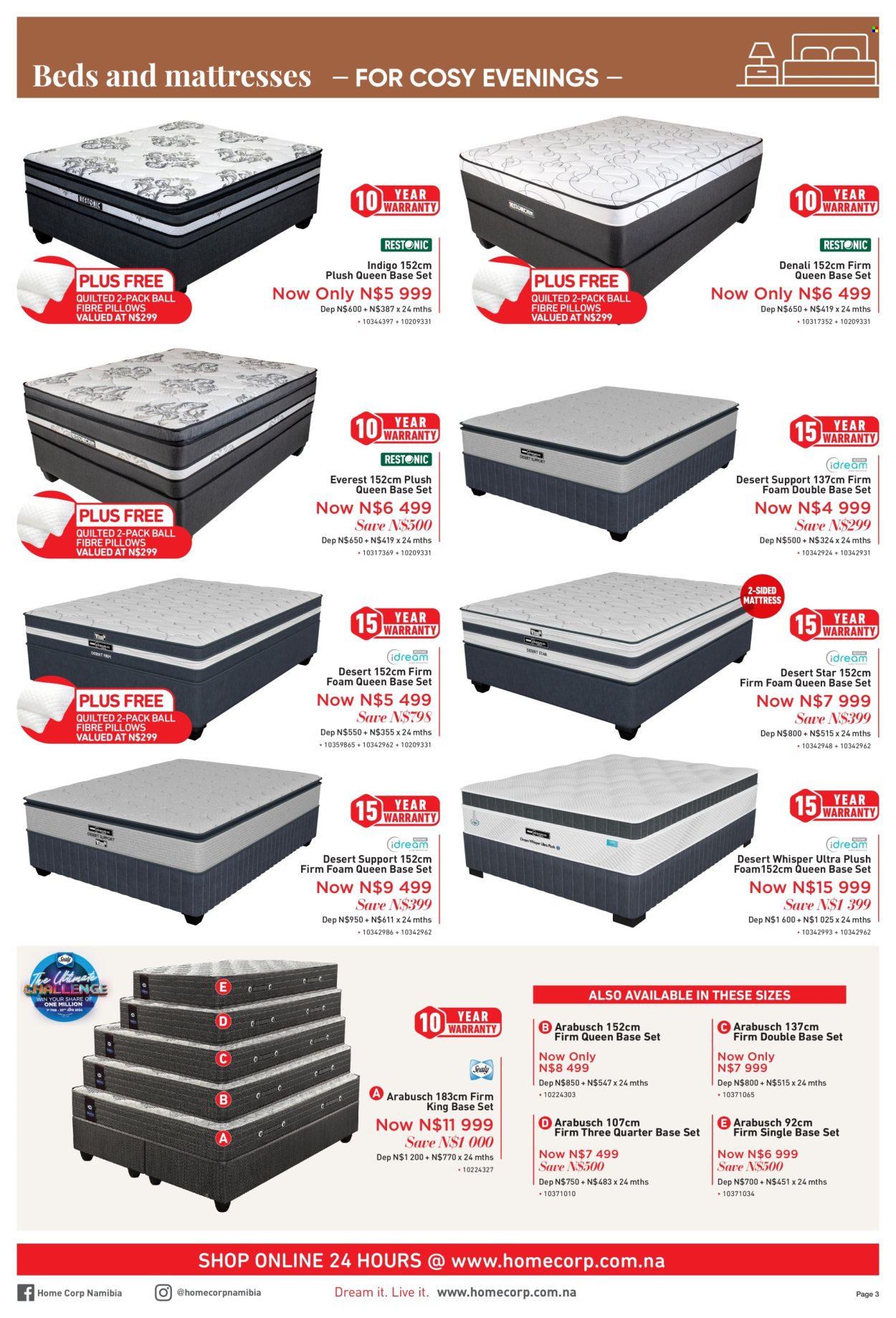 thumbnail - HomeCorp catalogue  - 01/04/2024 - 30/04/2024 - Sales products - base set, mattress, pillow. Page 3.
