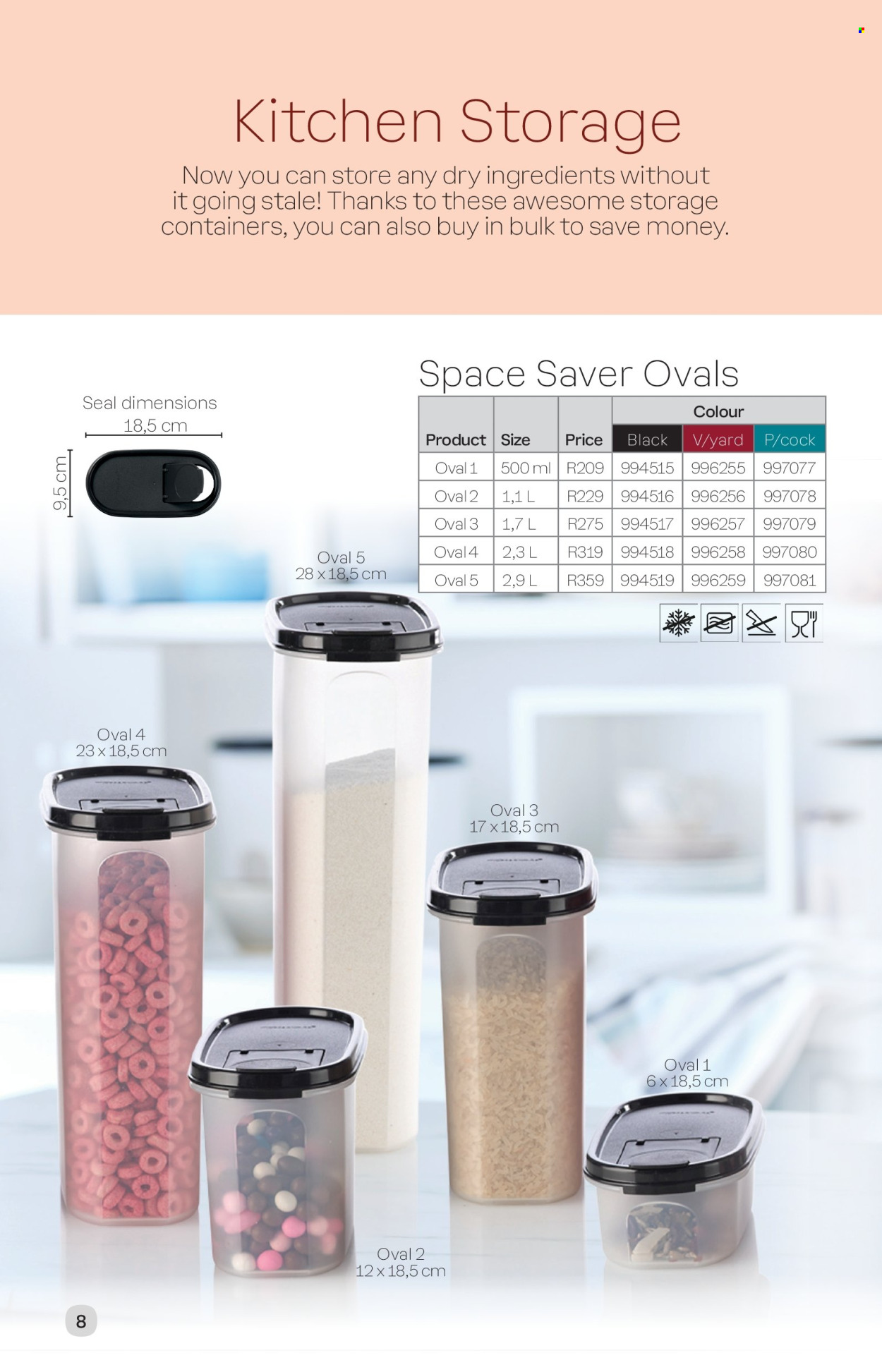 thumbnail - Tupperware catalogue  - Sales products - container, storage container. Page 8.