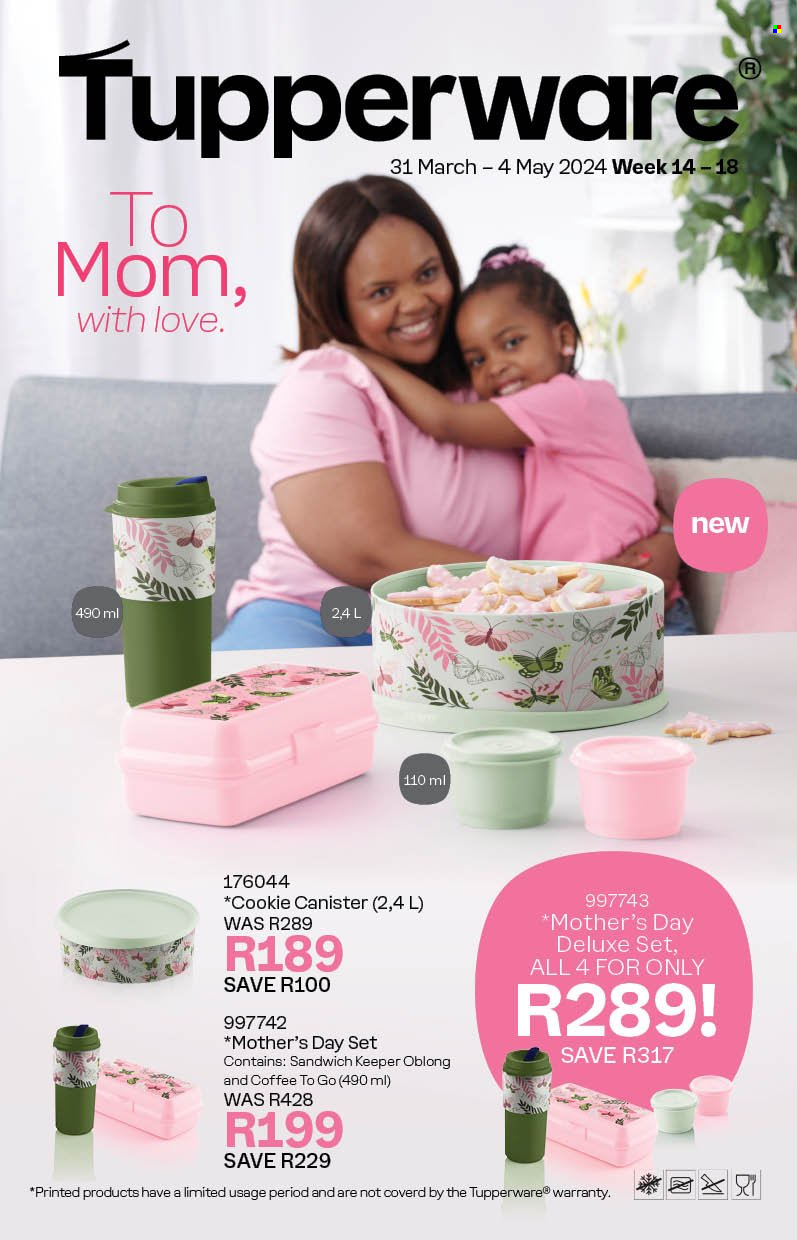 thumbnail - Tupperware catalogue  - 31/03/2024 - 04/05/2024 - Sales products - canister, sandwich keeper, cookie canister. Page 1.