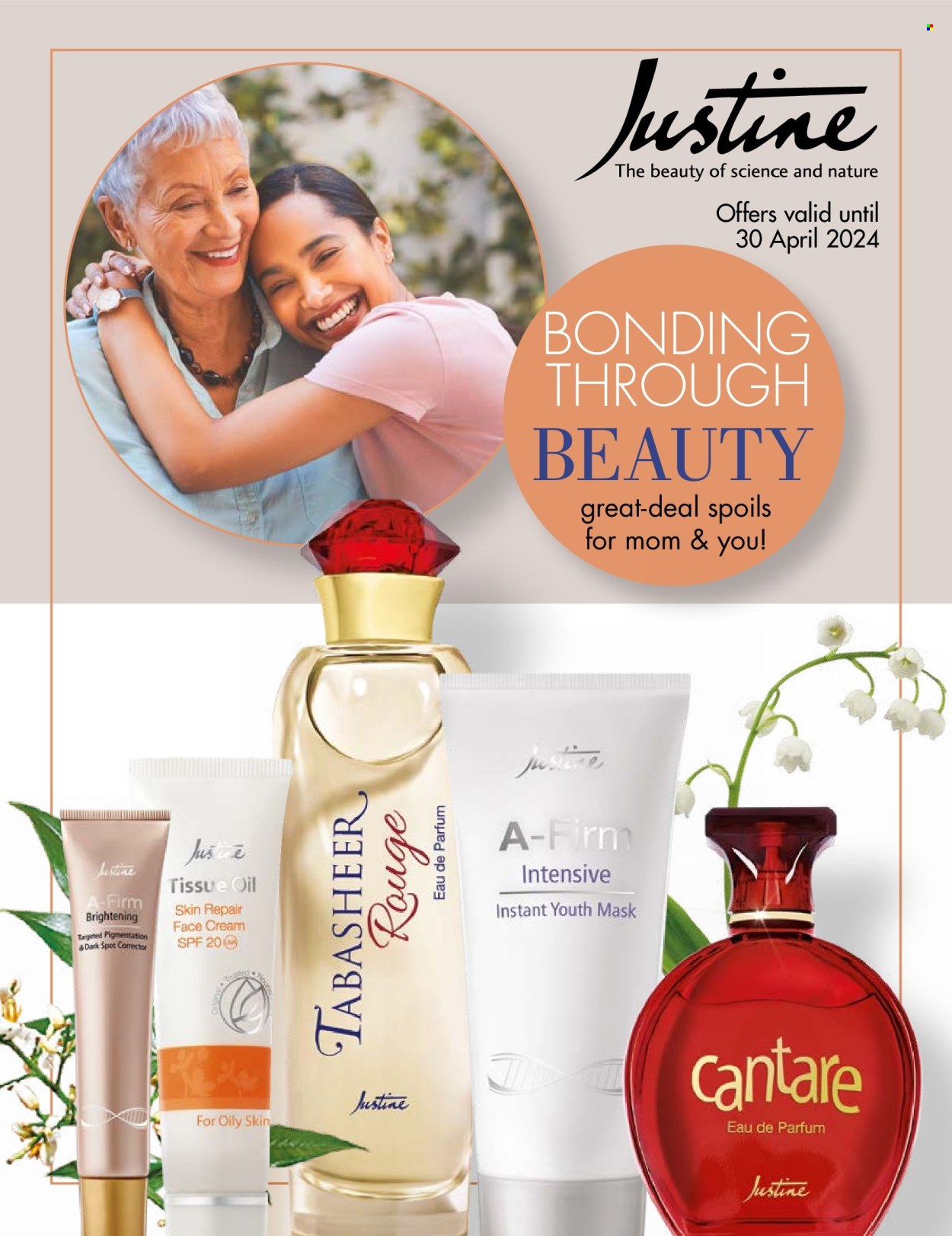 thumbnail - Justine catalogue  - 17/04/2024 - 30/04/2024 - Sales products - tissues, face cream, eau de parfum, corrector. Page 1.