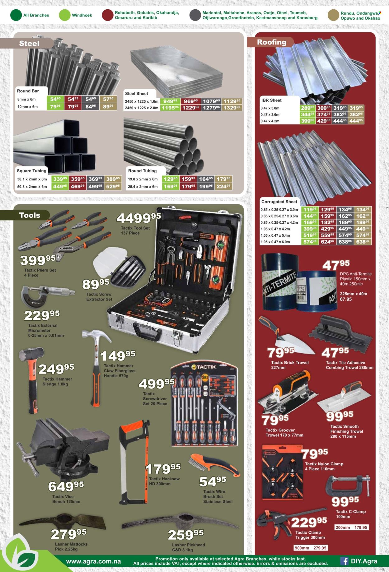 thumbnail - Agra catalogue  - 18/04/2024 - 22/05/2024 - Sales products - adhesive, brush set, screwdriver, hammer, hacksaw, pliers, tool set, screwdriver set, wire brush, clamp. Page 4.