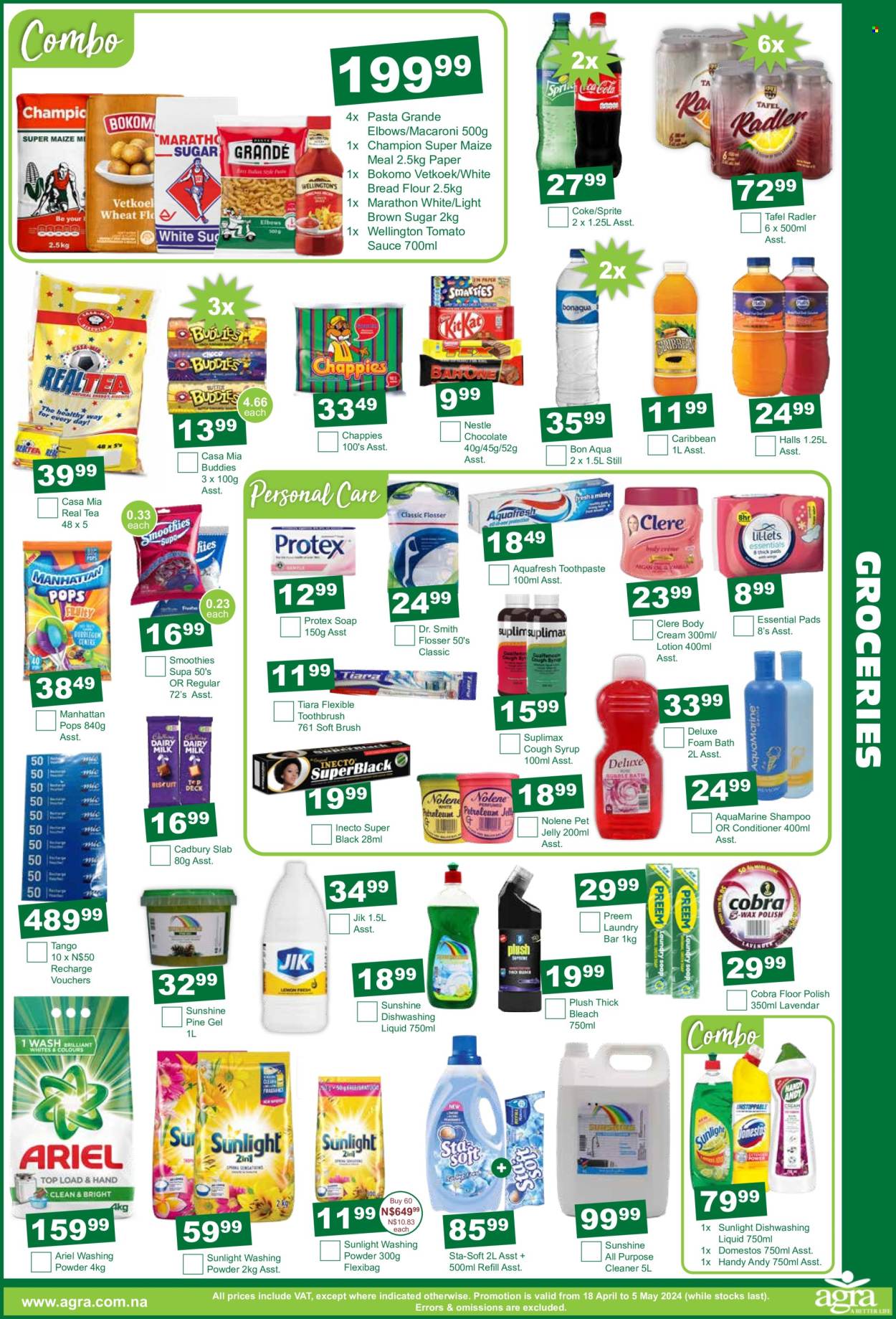 thumbnail - Agra catalogue  - 18/04/2024 - 05/05/2024 - Sales products - paper, polish, cleaner, Nestlé, Halls, syrup, health supplement, cough syrup, sauce. Page 3.