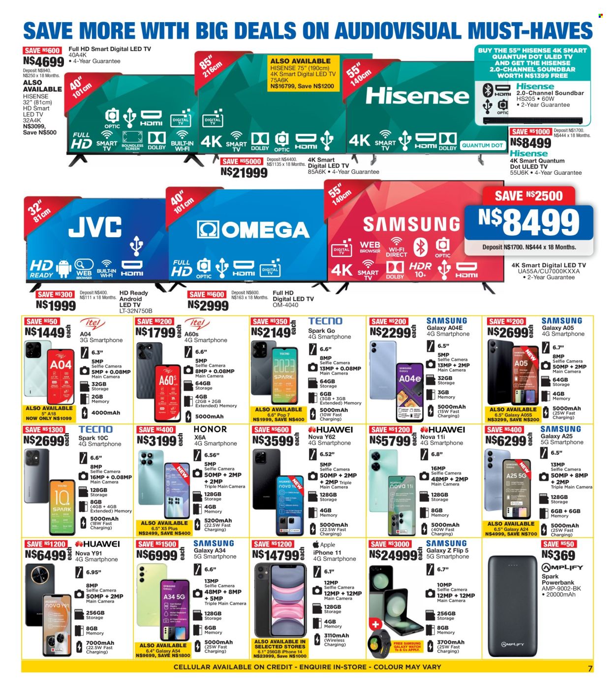 thumbnail - OK Furniture catalogue  - 22/04/2024 - 12/05/2024 - Sales products - Samsung, Apple, iPhone, Hisense, iPhone 11, smartphone, Samsung Galaxy, Samsung Galaxy Z, power bank, LED TV, smart tv, TV, sound bar. Page 7.