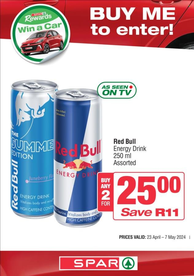 thumbnail - SPAR catalogue  - 23/04/2024 - 07/05/2024 - Sales products - energy drink, Red Bull. Page 12.