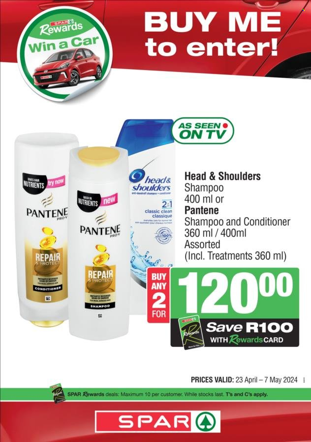 thumbnail - SPAR catalogue  - 23/04/2024 - 07/05/2024 - Sales products - shampoo, conditioner, Head & Shoulders, Pantene. Page 14.