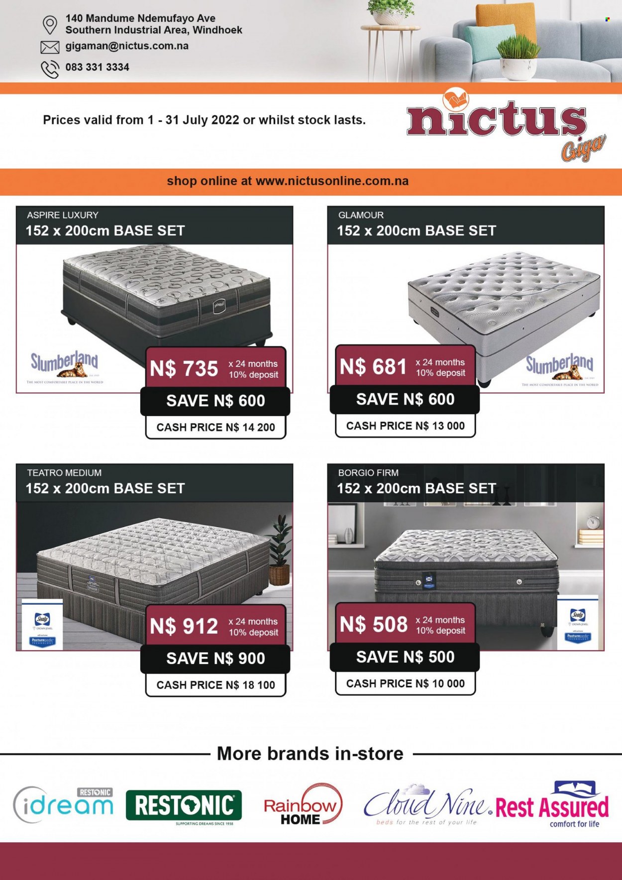 Nictus catalogue  - 01/07/2022 - 31/07/2022 - Sales products - bed, base set. Page 1.