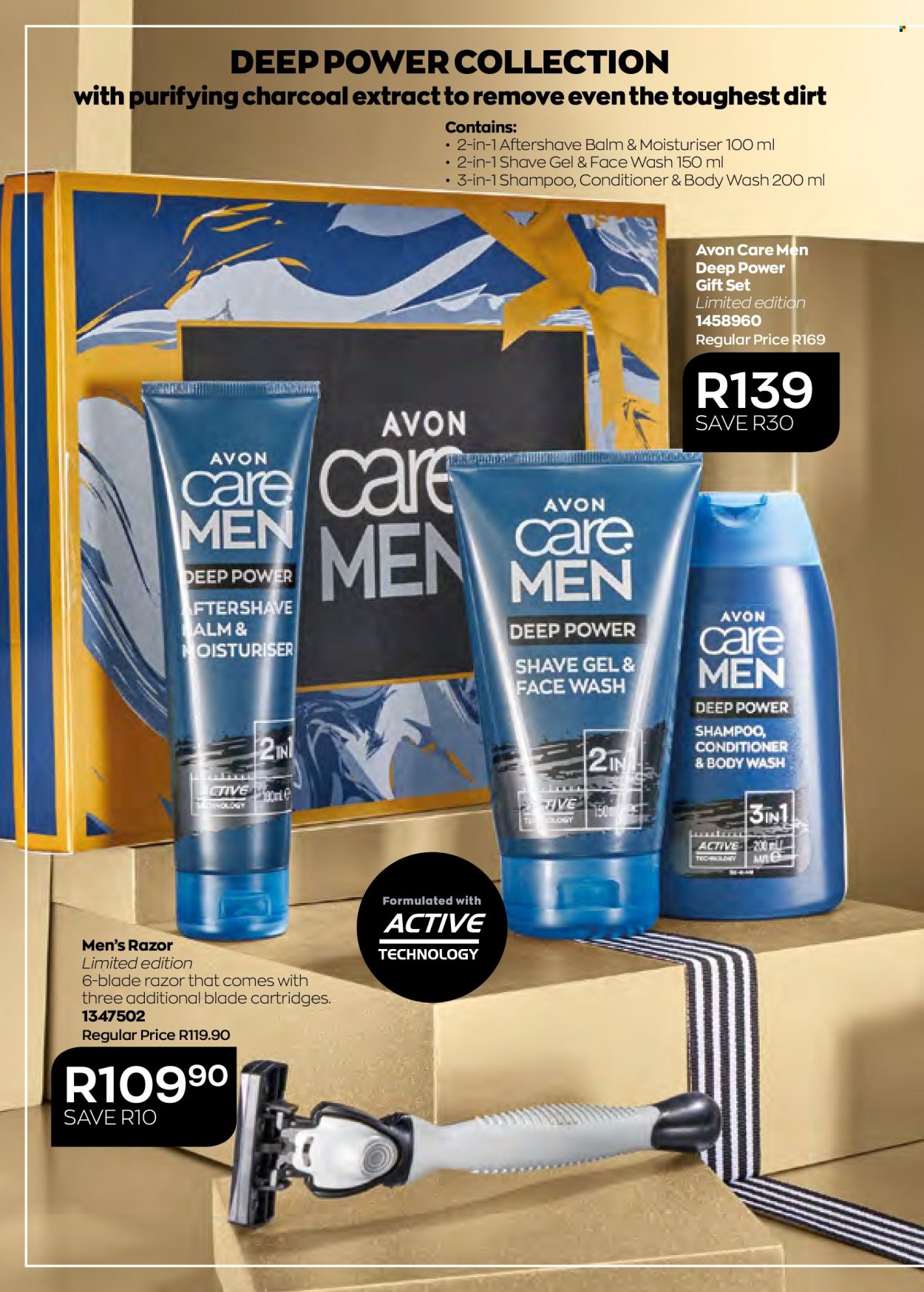 Avon catalogue  - 01/05/2022 - 31/05/2022 - Sales products - body wash, shampoo, Avon, face gel, face wash, conditioner, after shave, razor, shave gel, gift set. Page 42.