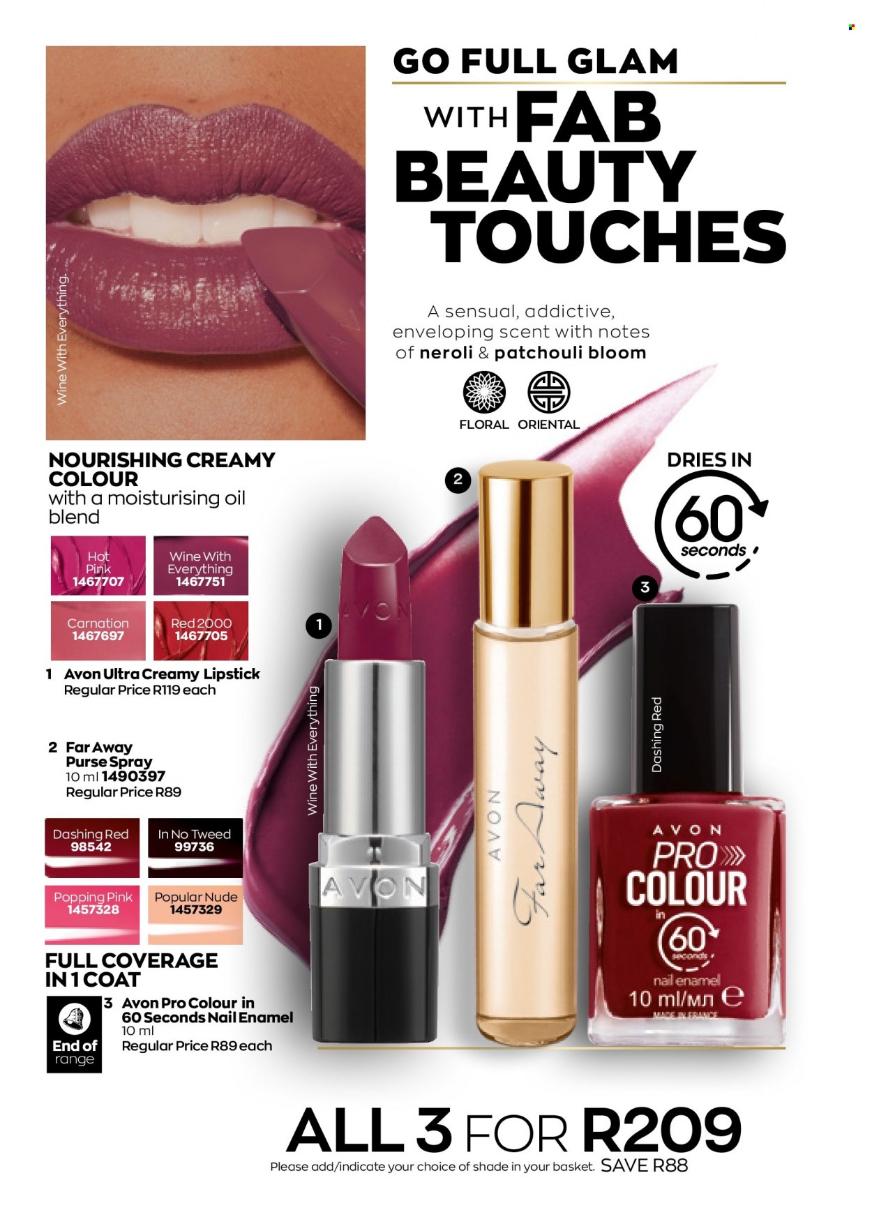Avon catalogue  - 01/07/2022 - 31/07/2022 - Sales products - Avon, far away, nail enamel, lipstick. Page 76.