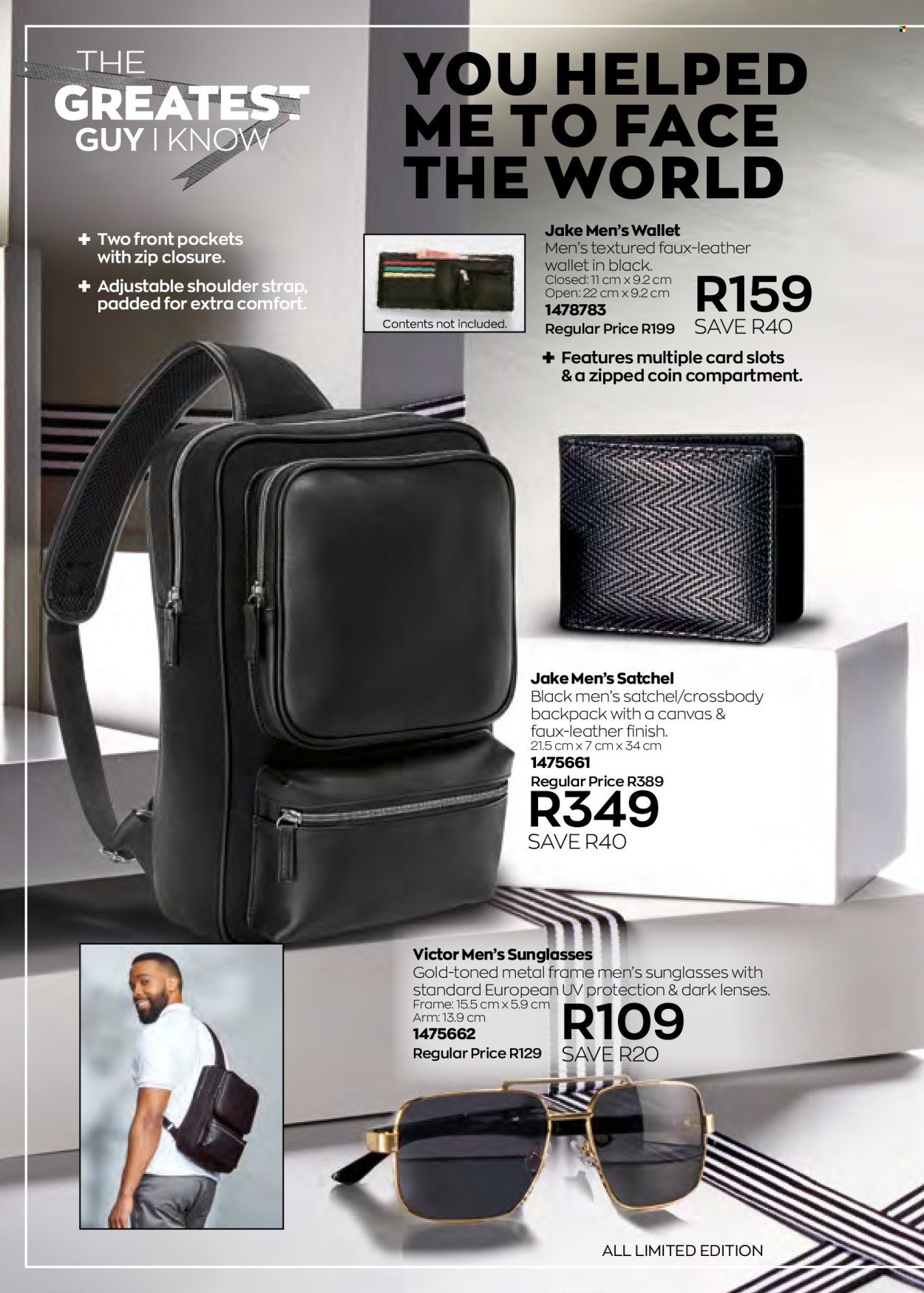 Avon catalogue  - 01/05/2022 - 31/05/2022 - Sales products - backpack, sunglasses, wallet, leather wallet, men's wallet. Page 46.