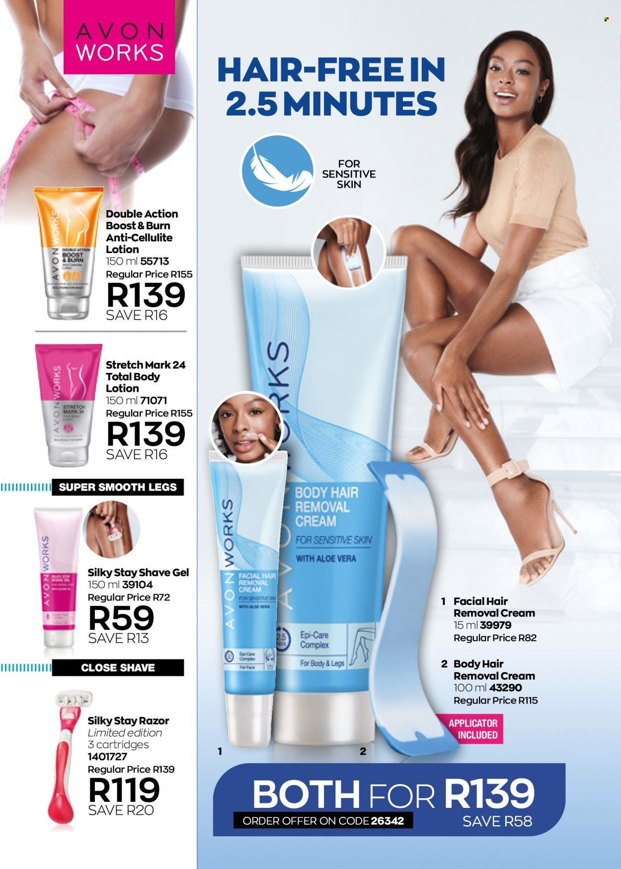 Avon catalogue  - 01/07/2022 - 31/07/2022 - Sales products - Avon, body lotion, Razor, shave gel, hair removal. Page 128.