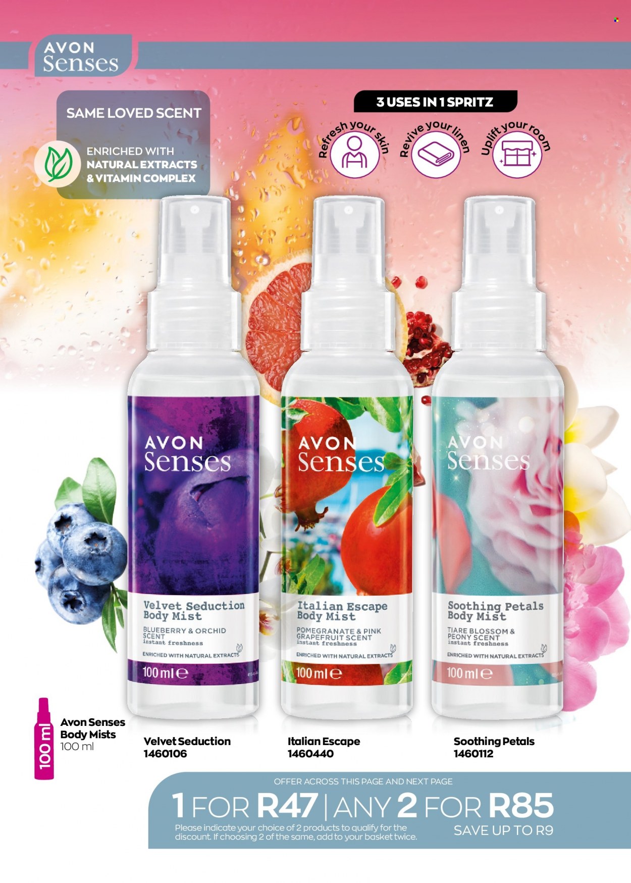 Avon catalogue  - 01/07/2022 - 31/07/2022 - Sales products - Avon, body mist, pomegranate. Page 136.
