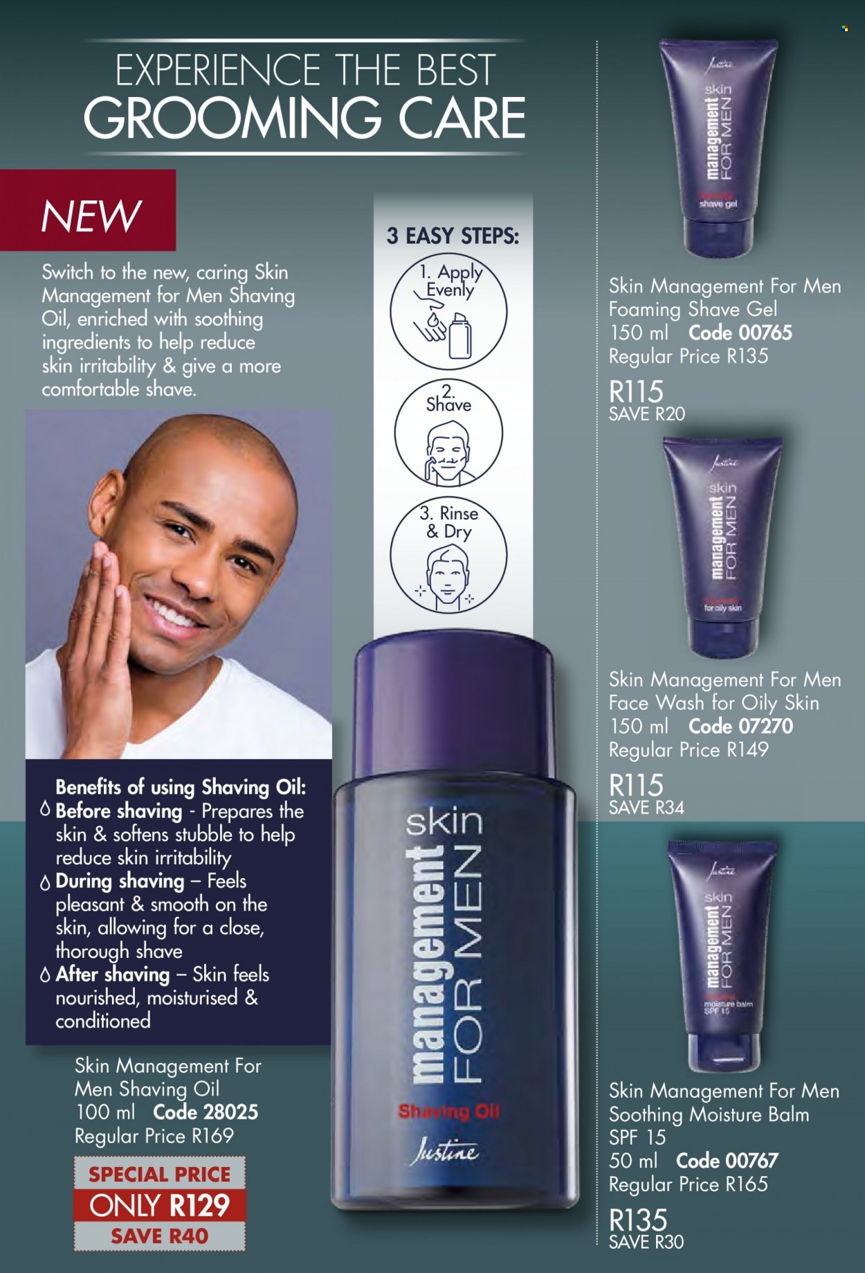 thumbnail - Justine catalogue  - 01/07/2022 - 31/07/2022 - Sales products - face gel, face wash, shave gel. Page 54.