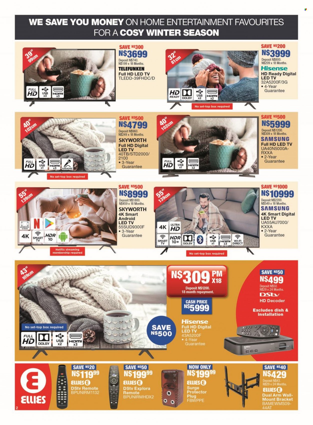 OK Furniture catalogue  - 04/07/2022 - 24/07/2022 - Sales products - Samsung, Hisense, LED TV, smart tv, TV, Skyworth, decoder. Page 2.