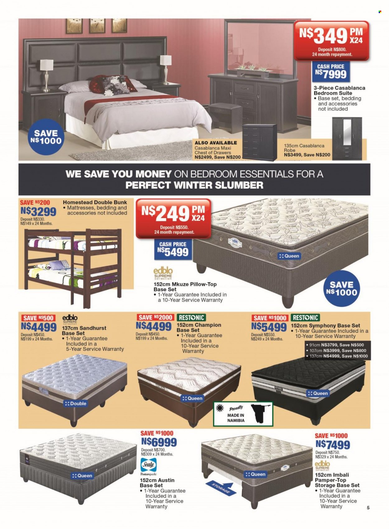 OK Furniture catalogue  - 04/07/2022 - 24/07/2022 - Sales products - chest of drawers, bedroom suite, base set, mattress. Page 5.